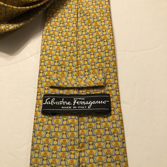 Salvatore Ferragamo SALVATORE FERRAGAMO MEN'S NEW 100%SILK TIE WIDTH: 3 1/2" Size ONE SIZE - 9 Thumbnail