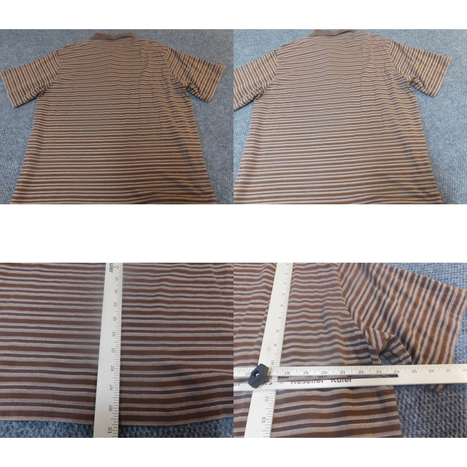 Vintage Daniel Cremieux Mens Polo Shirt XL Brown Striped Signature Collection Shirt Regular Short Sleeve Button-Down Collared Golf USA Palm Flag Theme Mens Size US XL / EU 56 / 4 - 8 Thumbnail