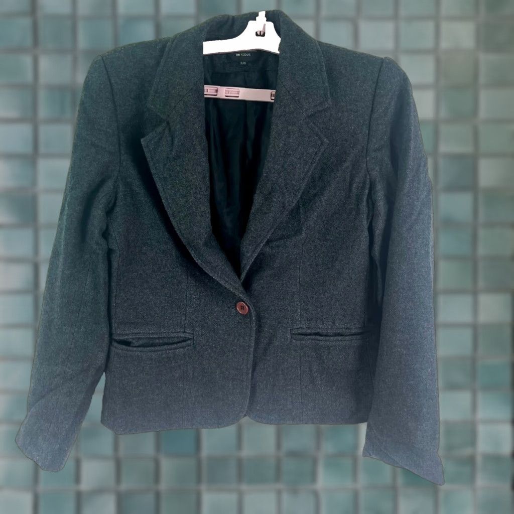Vintage Michel Laurent Blazer Jacket Women's Size 9 Gray Wool Blend Oversized Tailored Business Cocktail Size M / US 6-8 / IT 42-44 - 1 Thumbnail