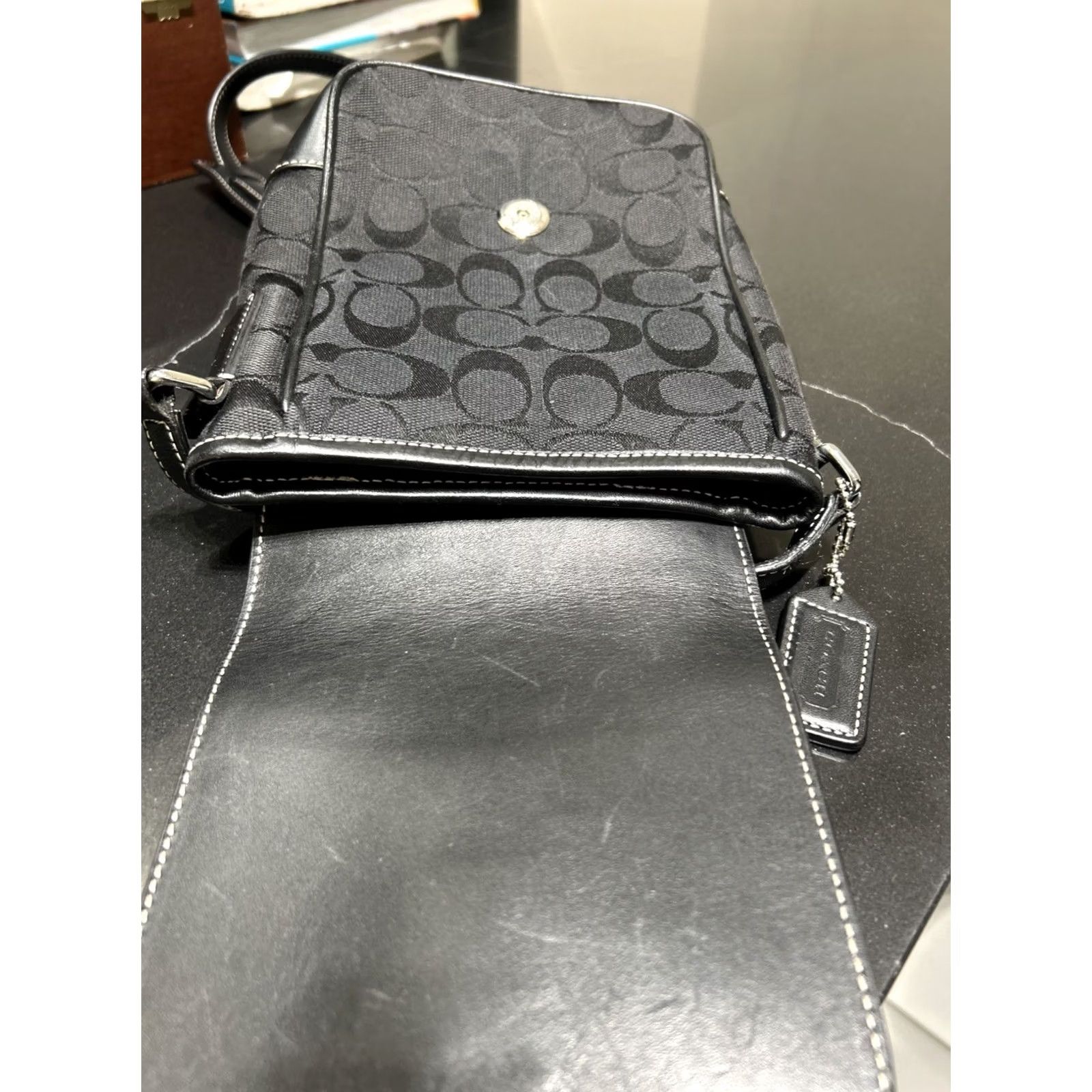 Coach COACH Shoulder Bag Sacoche Canvas x Leather Black Flap Type Women Handbag Crossbody Shoe? Wait. Size ONE SIZE - 6 Thumbnail