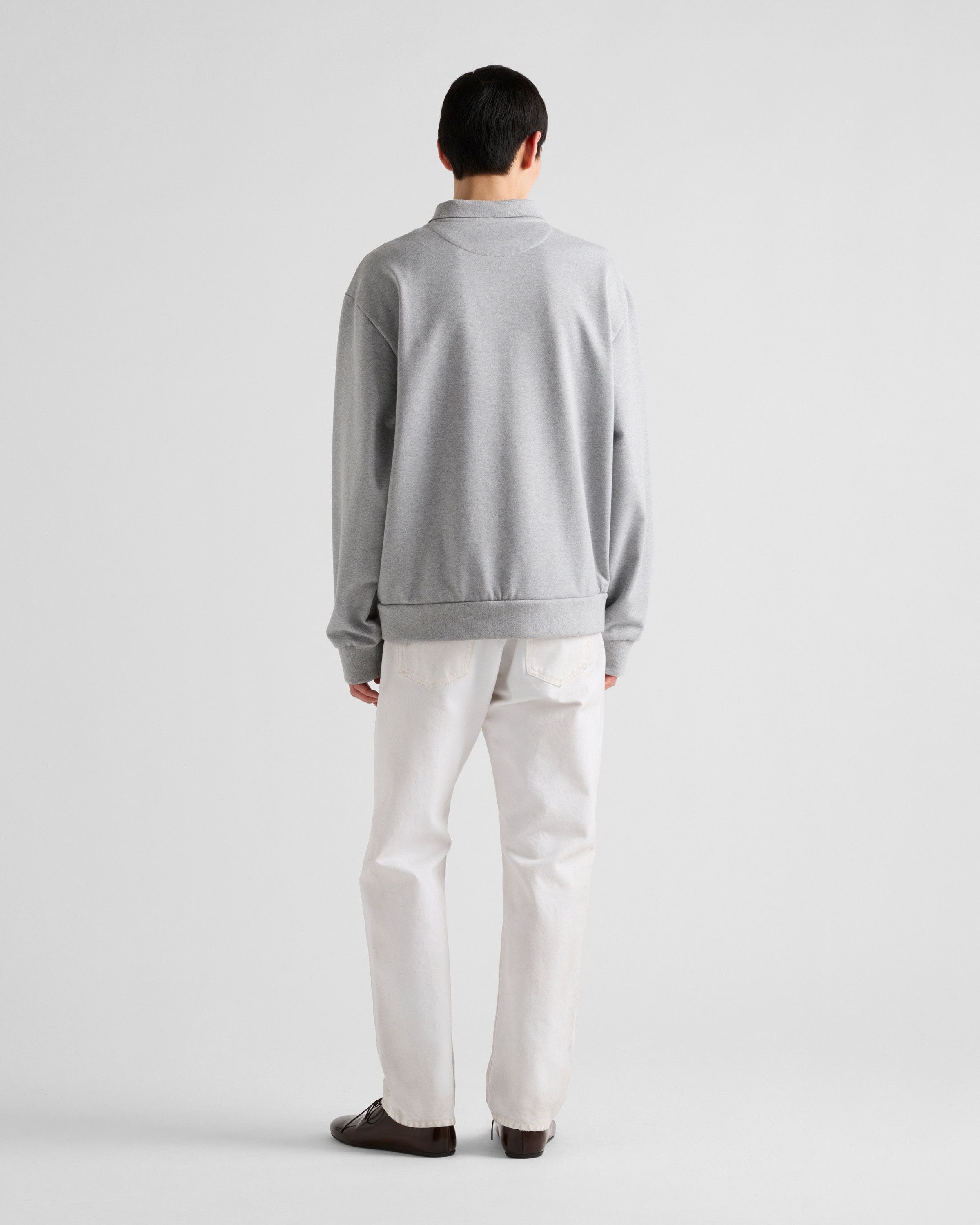 Prada oc11z0625 Long-Sleeved Cotton Polo Shirt in Grey Size US M / EU 48-50 / 2 - 5 Thumbnail