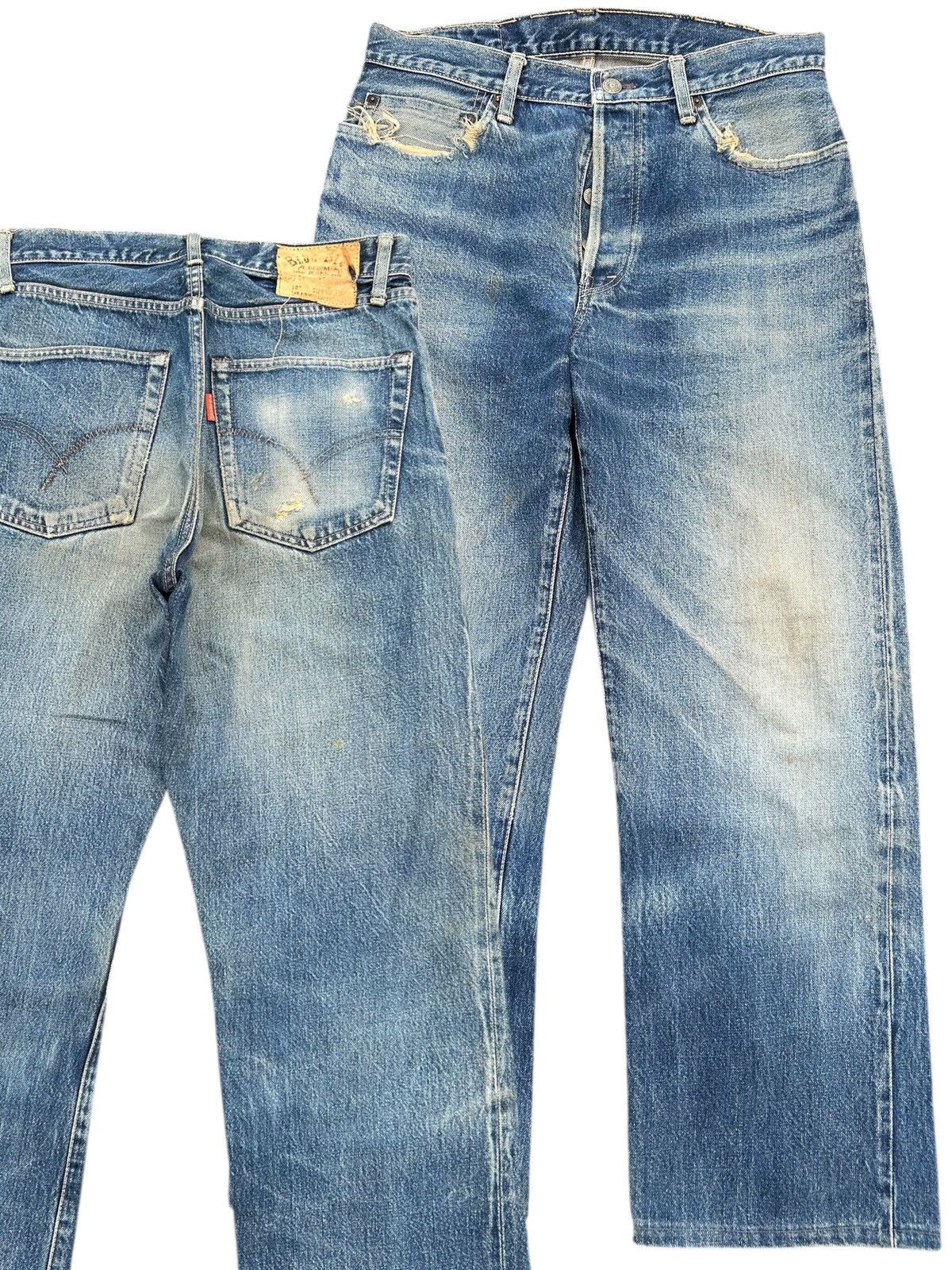 Japanese Brand × Kapital × Vintage HR.MARKET BLUE BLUE SELVEDGE Distressed Denim Jeans Size US 30 / EU 46 - 1 Thumbnail