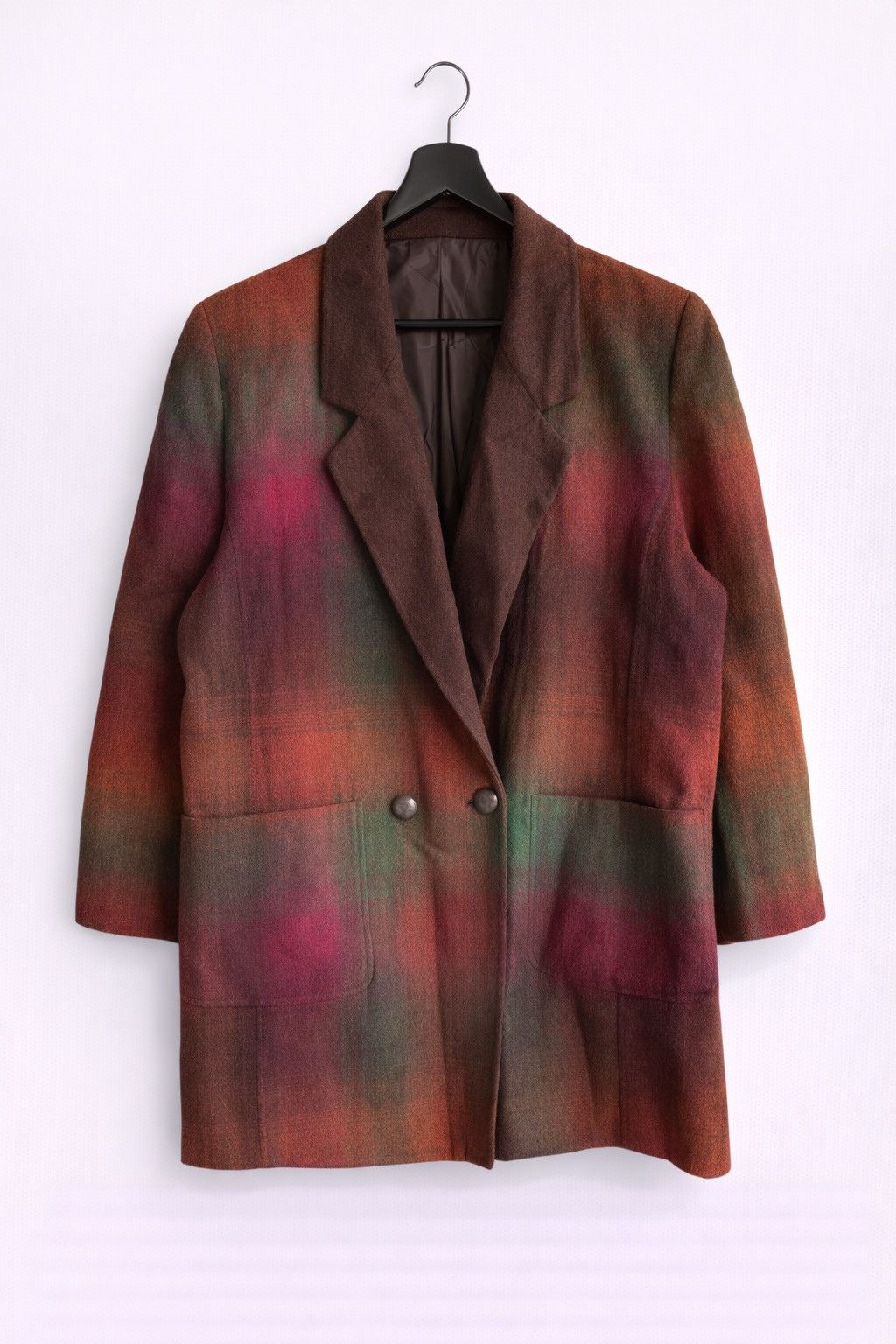 Vintage St. AJMELDA Elegant Design Plaid Wool Coat Japanese