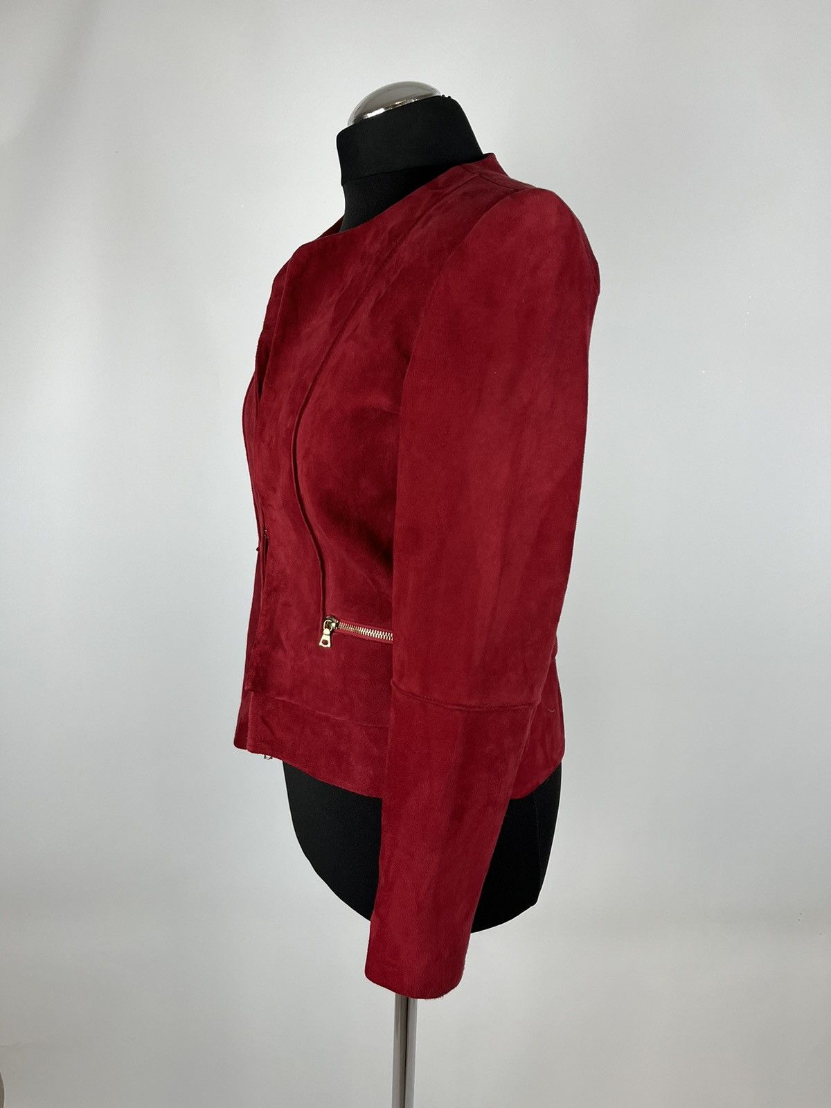Designer × Sandro Womens leather jacket Sandro Paris Size 3 Color Red (0328) Size M / US 6-8 / IT 42-44 - 2 Thumbnail