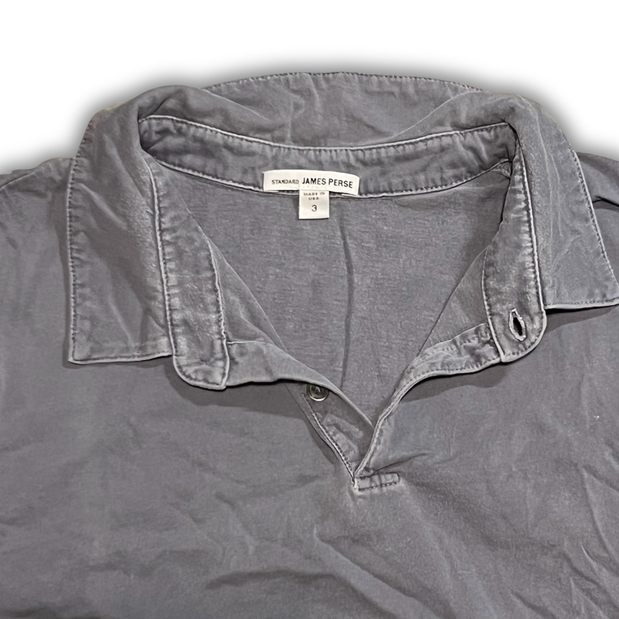 James Perse James Perse Standard Polo Shirt Gravel Gray Casual Fit Size Size US XXS / EU 40 - 4 Thumbnail
