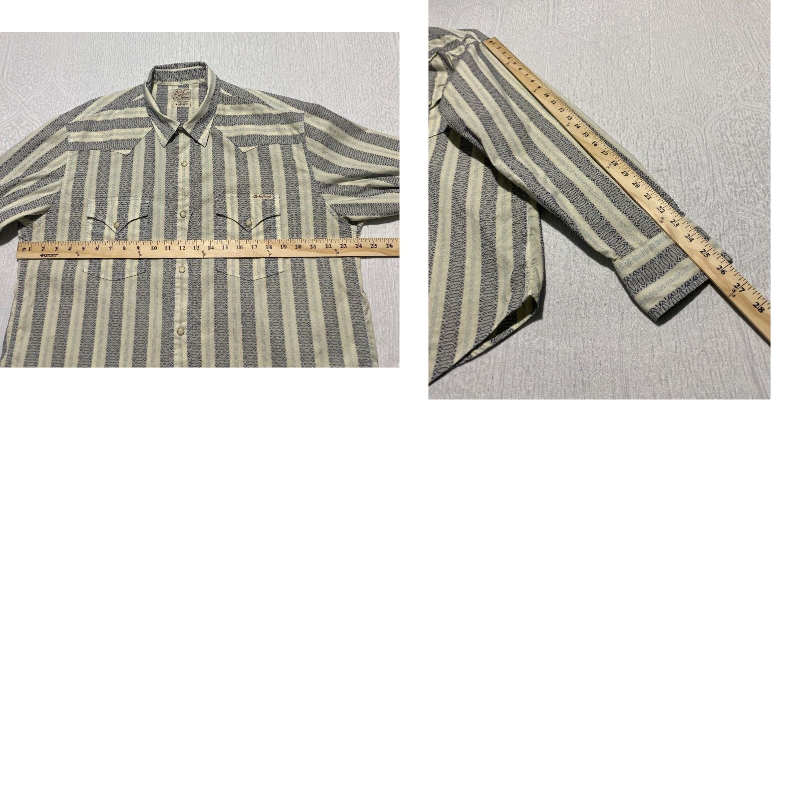 Lucky Brand Lucky Brand Dungarees Shirt Mens XL Pearl Snap Casual Western Cowboy Striped Shirt Size US XL / EU 56 / 4 - 8 Thumbnail