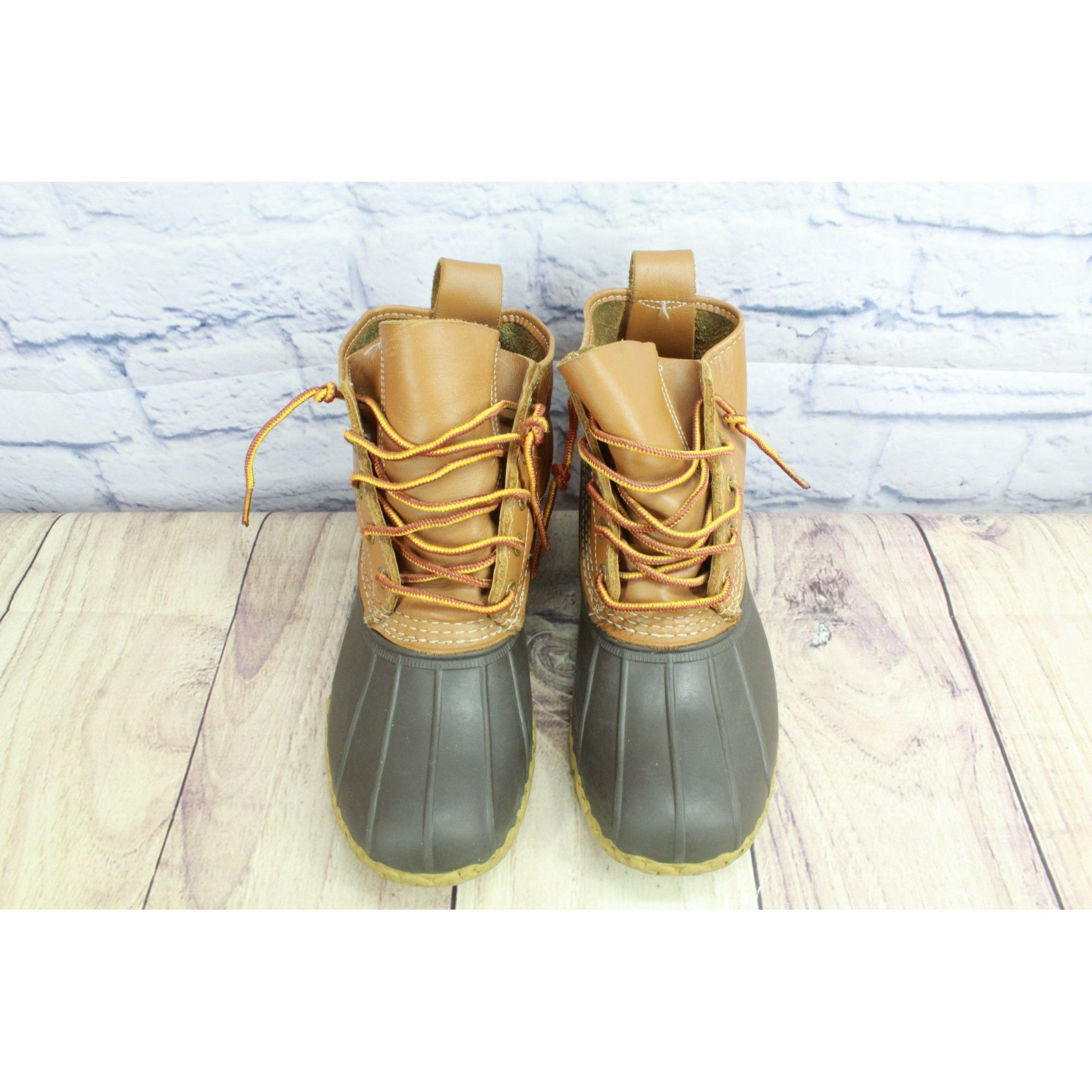 L.L. Bean × Leather LL Bean Women's Lace Up Unlined Ankle Duck Boots Size US 8 / IT 38 - 1 Thumbnail