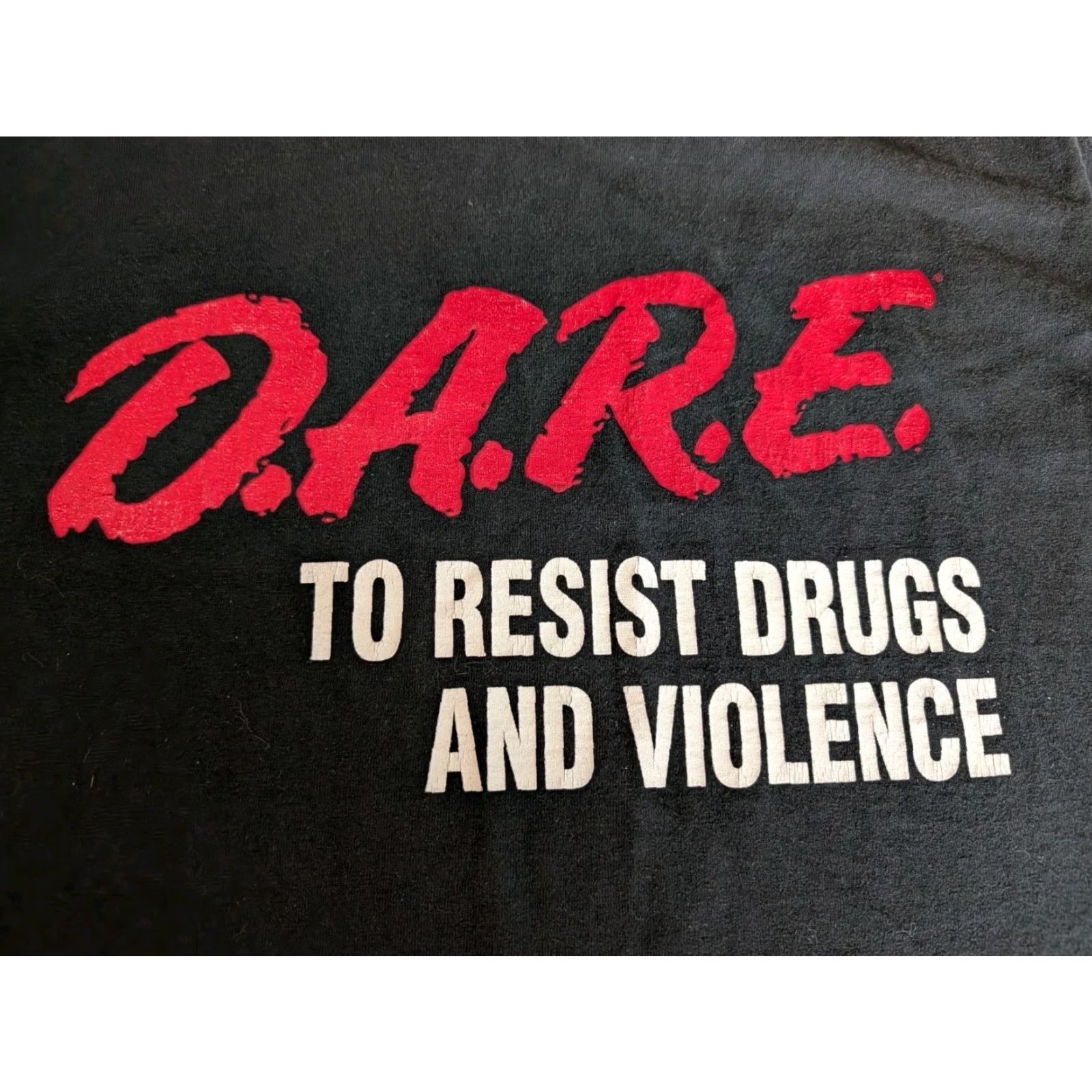 Fruit Of The Loom VINTAGE DARE "To Resist Drugs And Violence" T-Shirt Medium Black 90s Cotton Mens Size US M / EU 48-50 / 2 - 2 Thumbnail