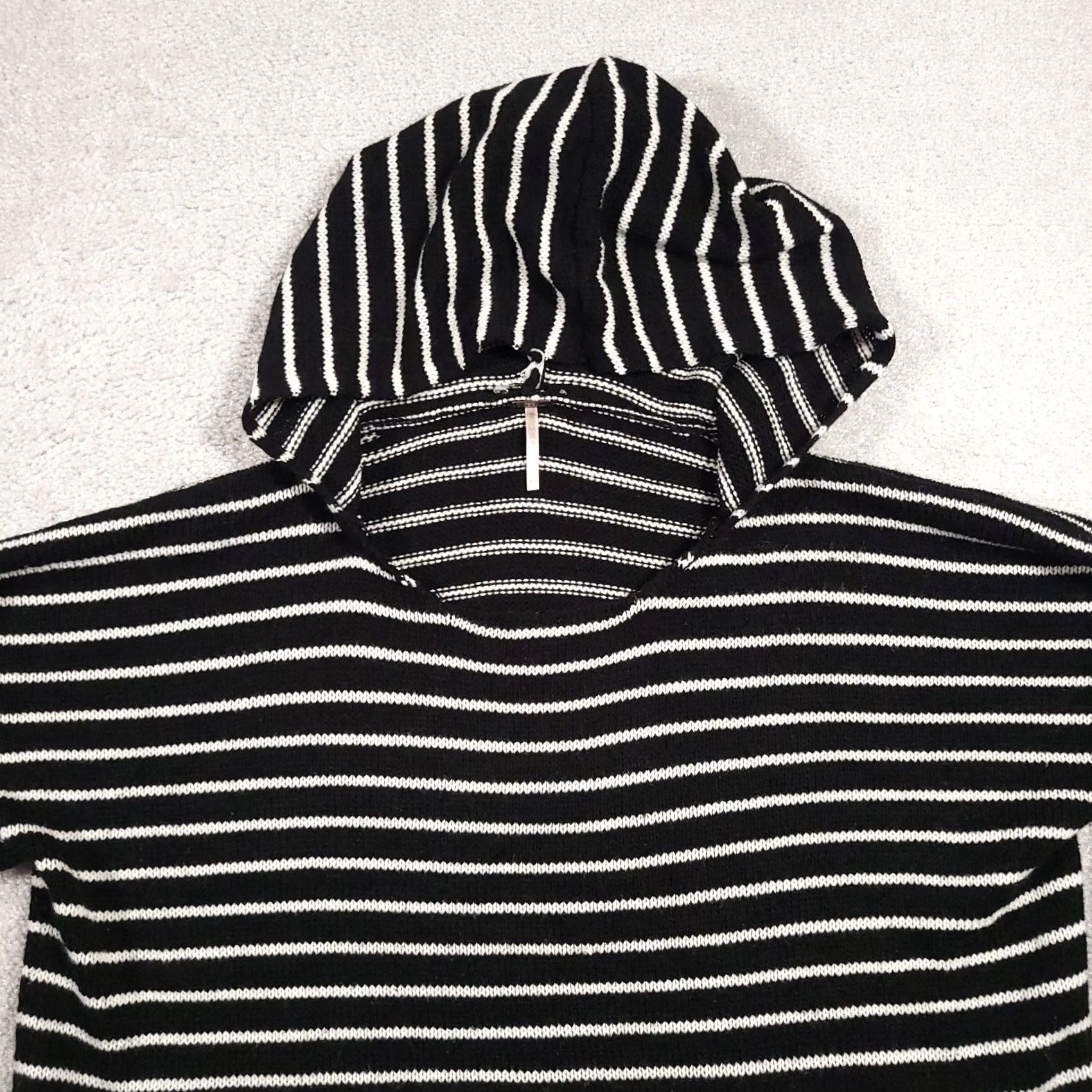 Vintage Poof Apparel Hooded Long Sleeve Knit Sweater Women’s Large Black White Stripe Pullover Knit Regular Size L Size L / US 10 / IT 46 - 3 Thumbnail