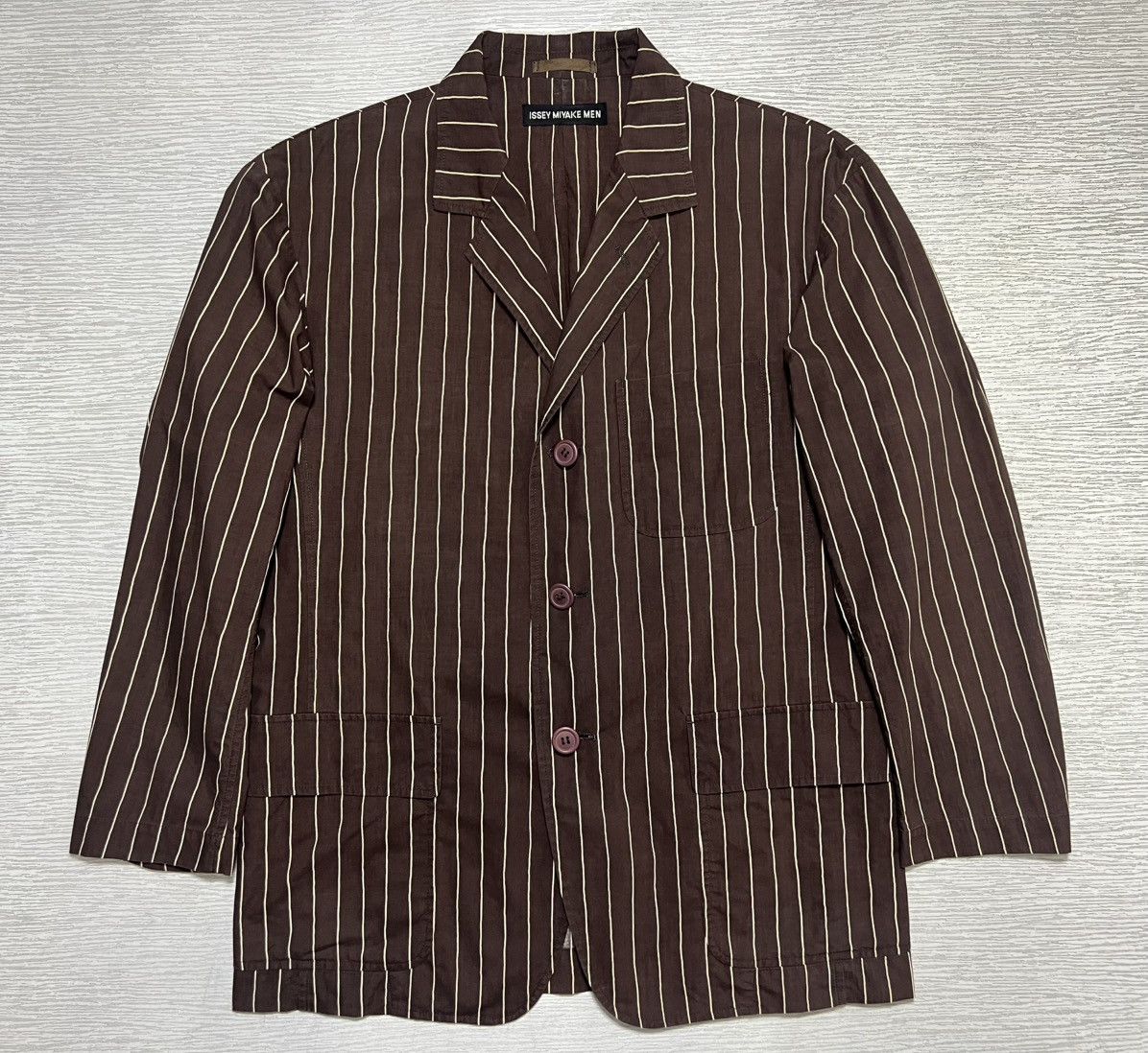 Issey Miyake Issey Miyake Men - Cinch Back Stripe Blazer Size US M / EU 48-50 / 2 - 1 Thumbnail