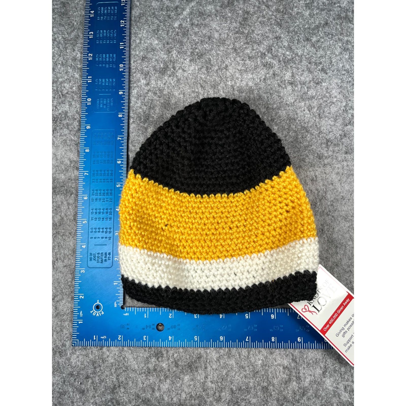 Vintage Knots Of Love Beanie Hats Unisex Adults One Size Black Yellow White Stripe Knit Acrylic NEW Size ONE SIZE - 4 Thumbnail