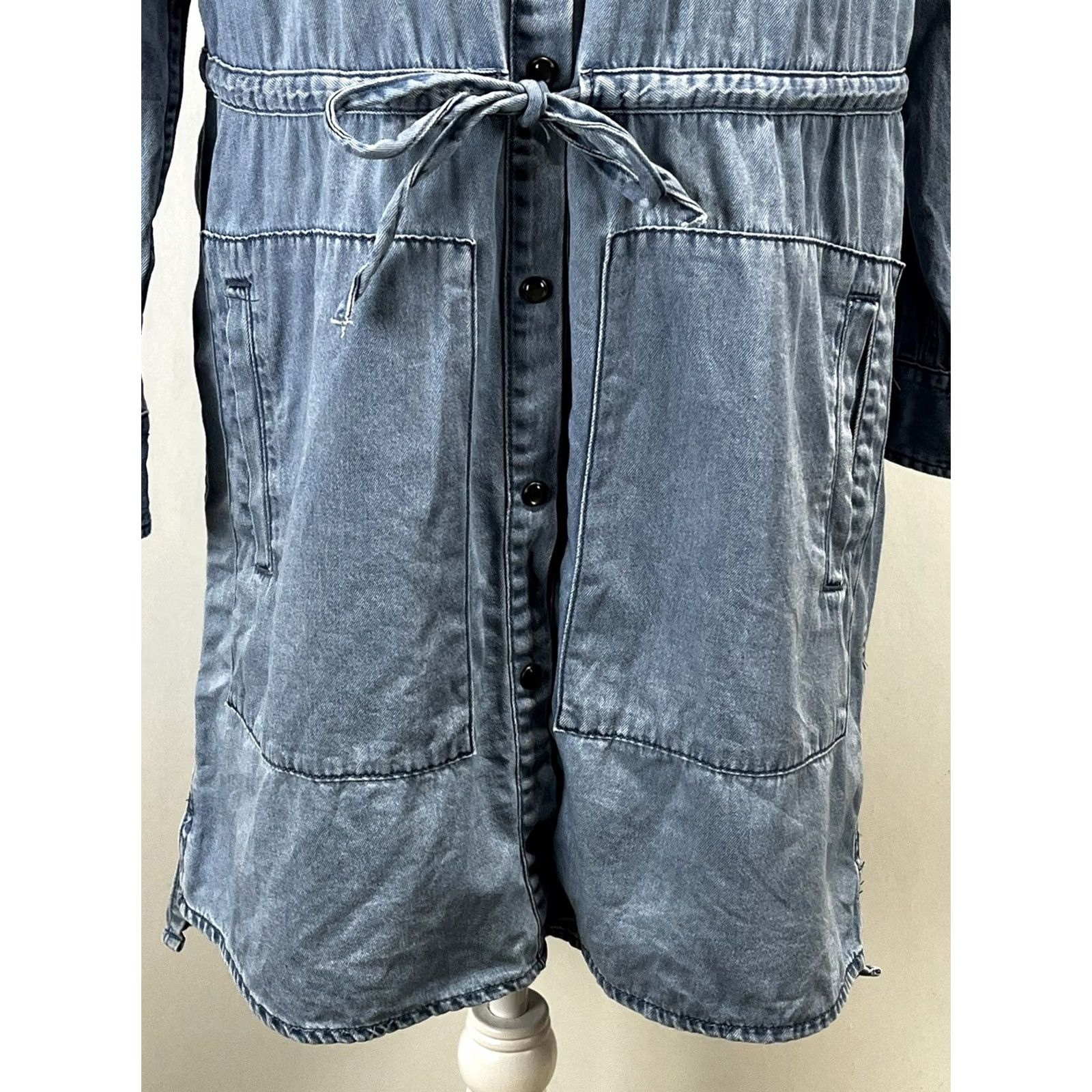 Allsaints AllSaints Millie Denim Shirt Dress Womens M Gathered Waist Short Western Boho Shirt Dress Casual Size M / US 6-8 / IT 42-44 - 6 Thumbnail