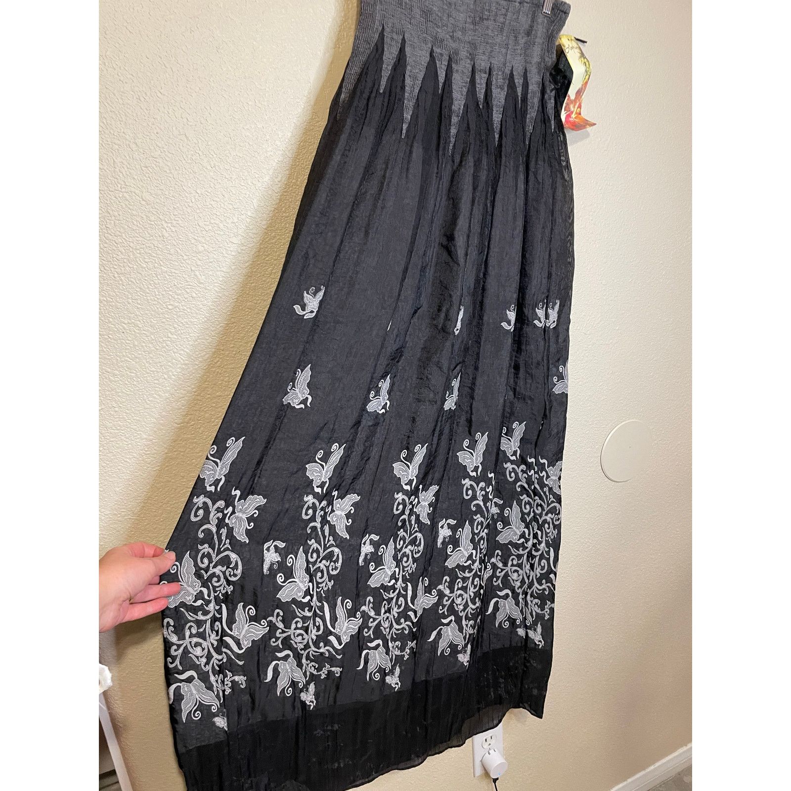 Other NWT Lapis Boho Black Floral Butterfly Midi Dress/ Skirt OS Size ONE SIZE - 10 Thumbnail