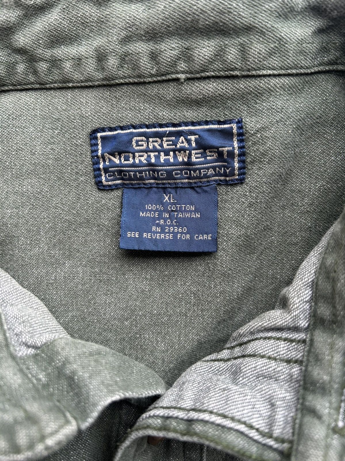 Great Northwest × Vintage Vintage 90s Green Denim Button Up Size US XL / EU 56 / 4 - 3 Thumbnail