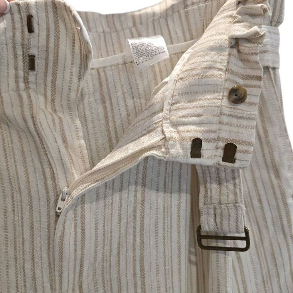 Banana Republic Banana Republic Beige White HighWaist Wide Leg Pants Size16 Size 38" / US 16 / IT 52 - 2 Thumbnail