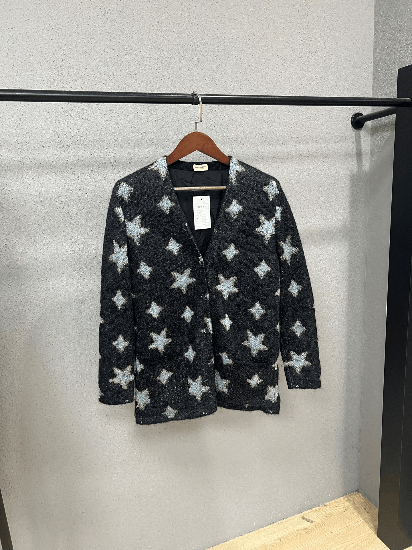 Saint Laurent Paris Slp Black Blue Star Cardigan Size XS / US 0-2 / IT 36-38 - 1 Thumbnail