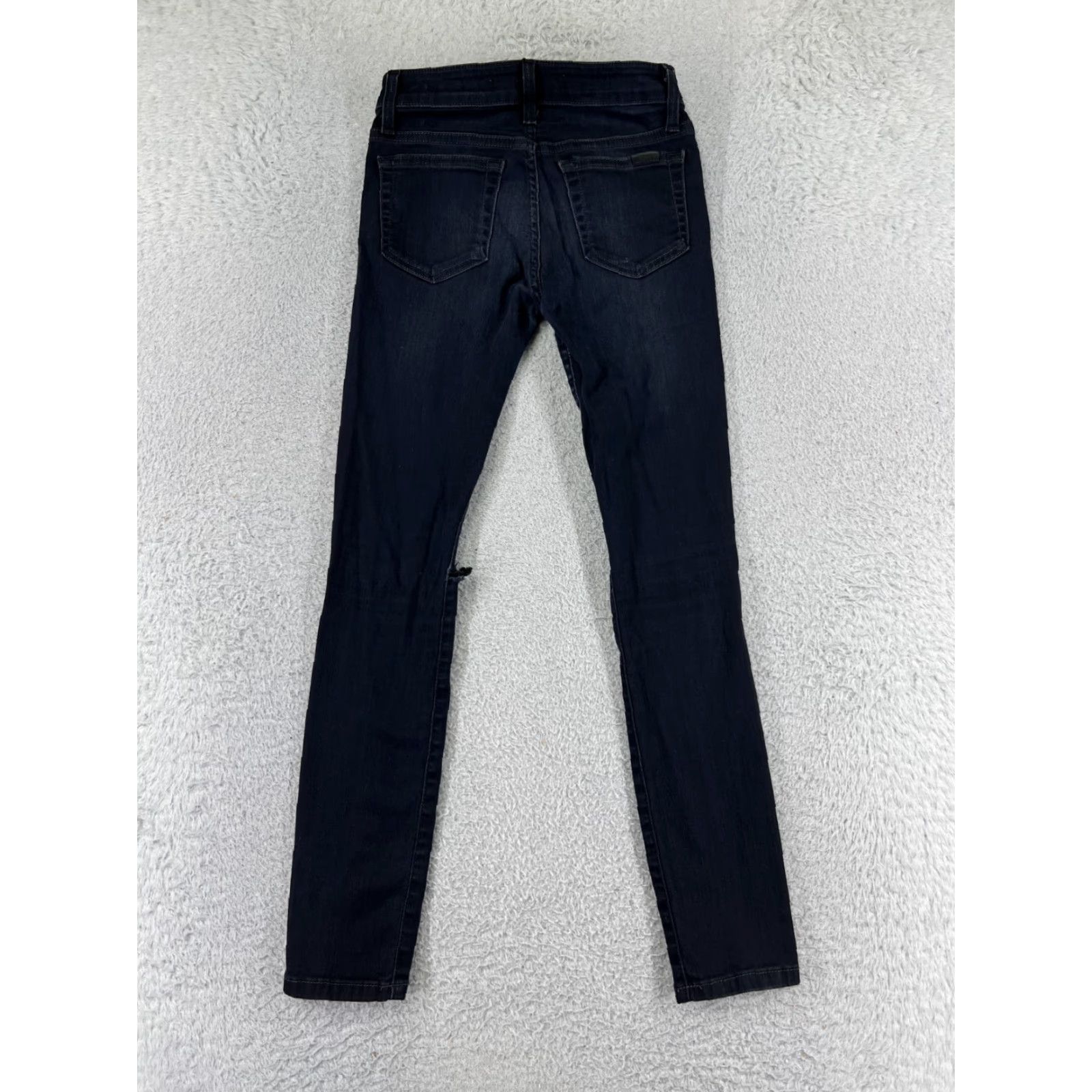 Denime Joes Jeans Womens 25 Black Denim Skinny Ankle Dark Wash 5-Pocket Cotton Blend Distressed Color: Black Size 25 Womens Jeans Size 42" / US 20 - 2 Thumbnail
