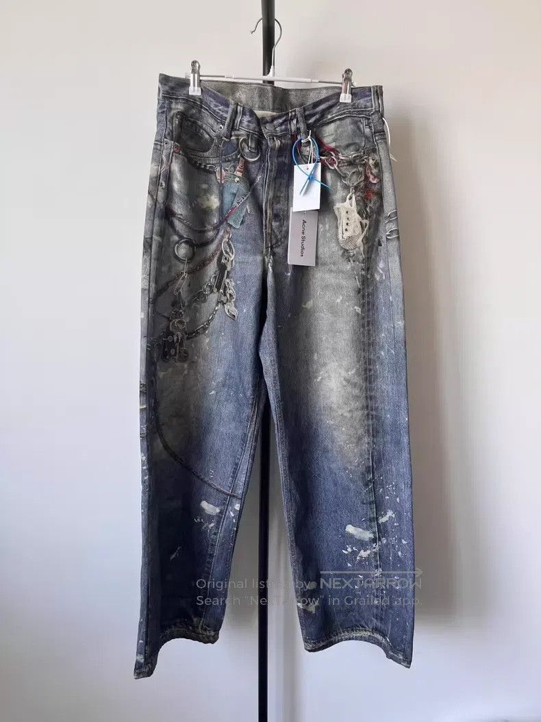 Acne Studios Acne Studios Optical Illusion Inkjet Baggy 3D Printed Prin Size US 32 / EU 48 - 1 Thumbnail