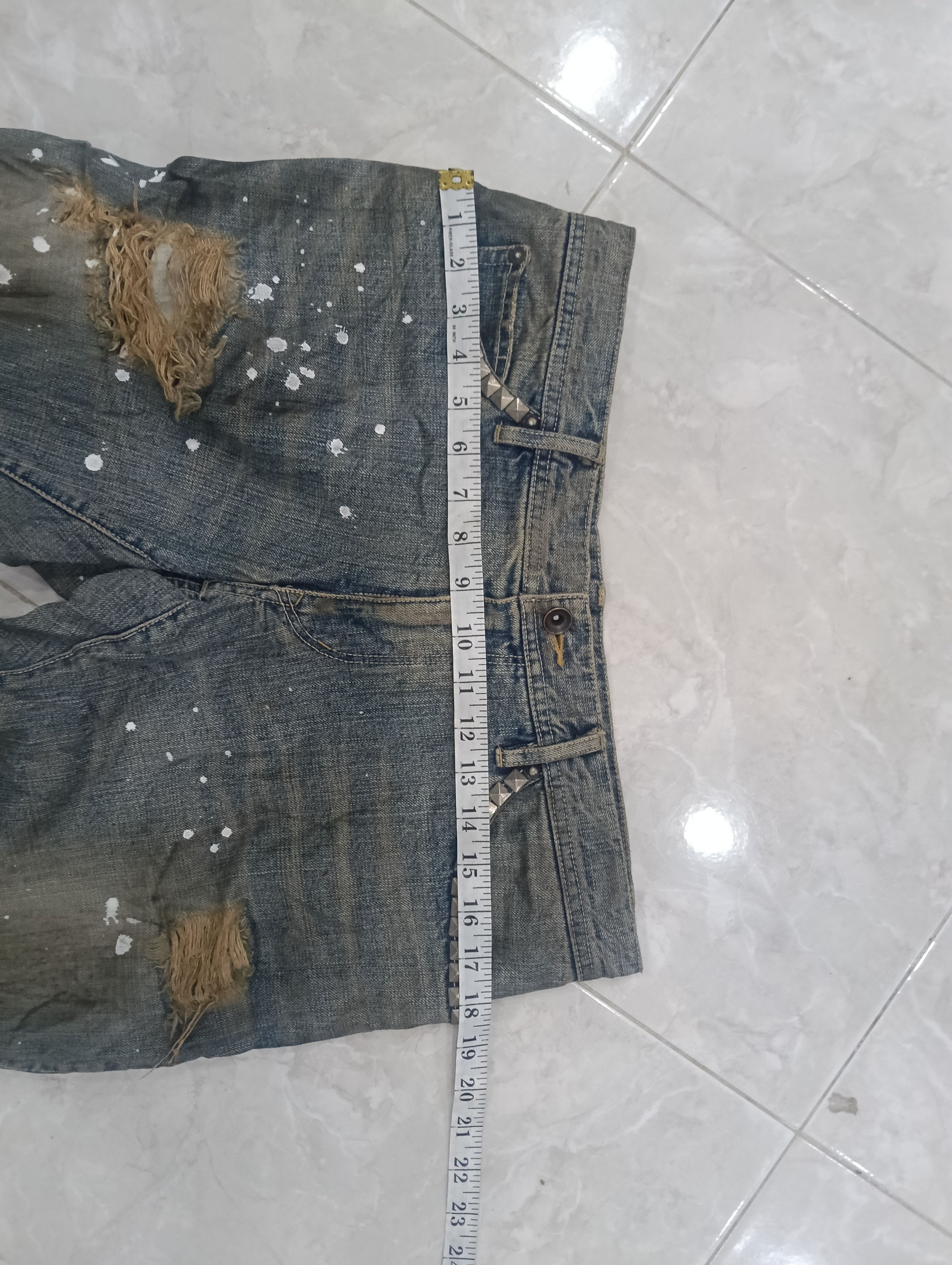 Issey Miyake Tete Homme Thrashed Sick Denim Studded Bootcut Size 33" - 18 Thumbnail