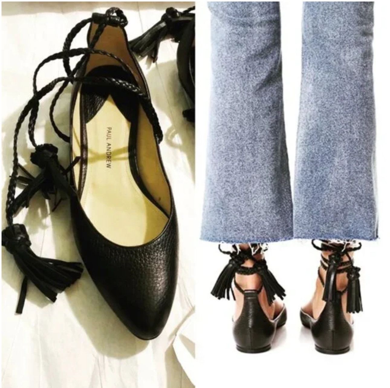 Paul Andrew Paul Andrew Wrap Tassel Ballerina Flats Black Size US 10 / IT 40 - 1 Thumbnail