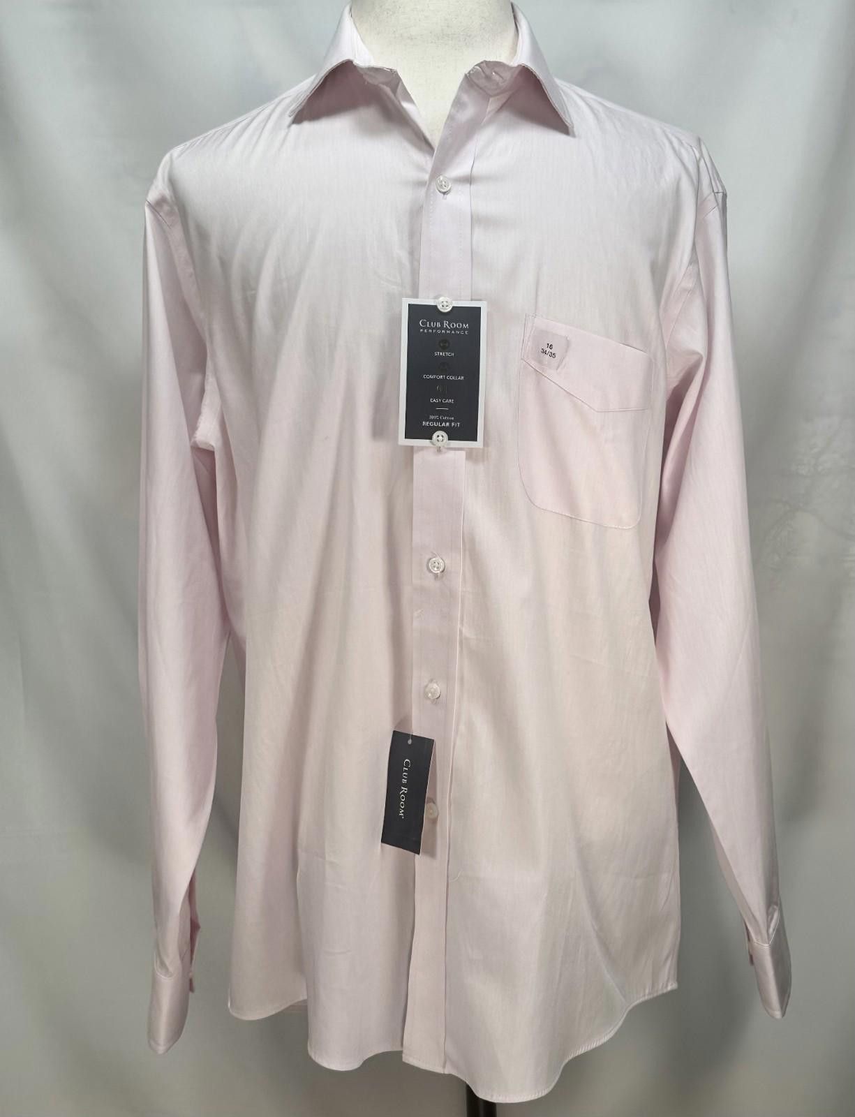 Club Room Club Room Stretch Reg Fit Easy Care Button Down Pink 34/35 L Size 42R - 1 Thumbnail