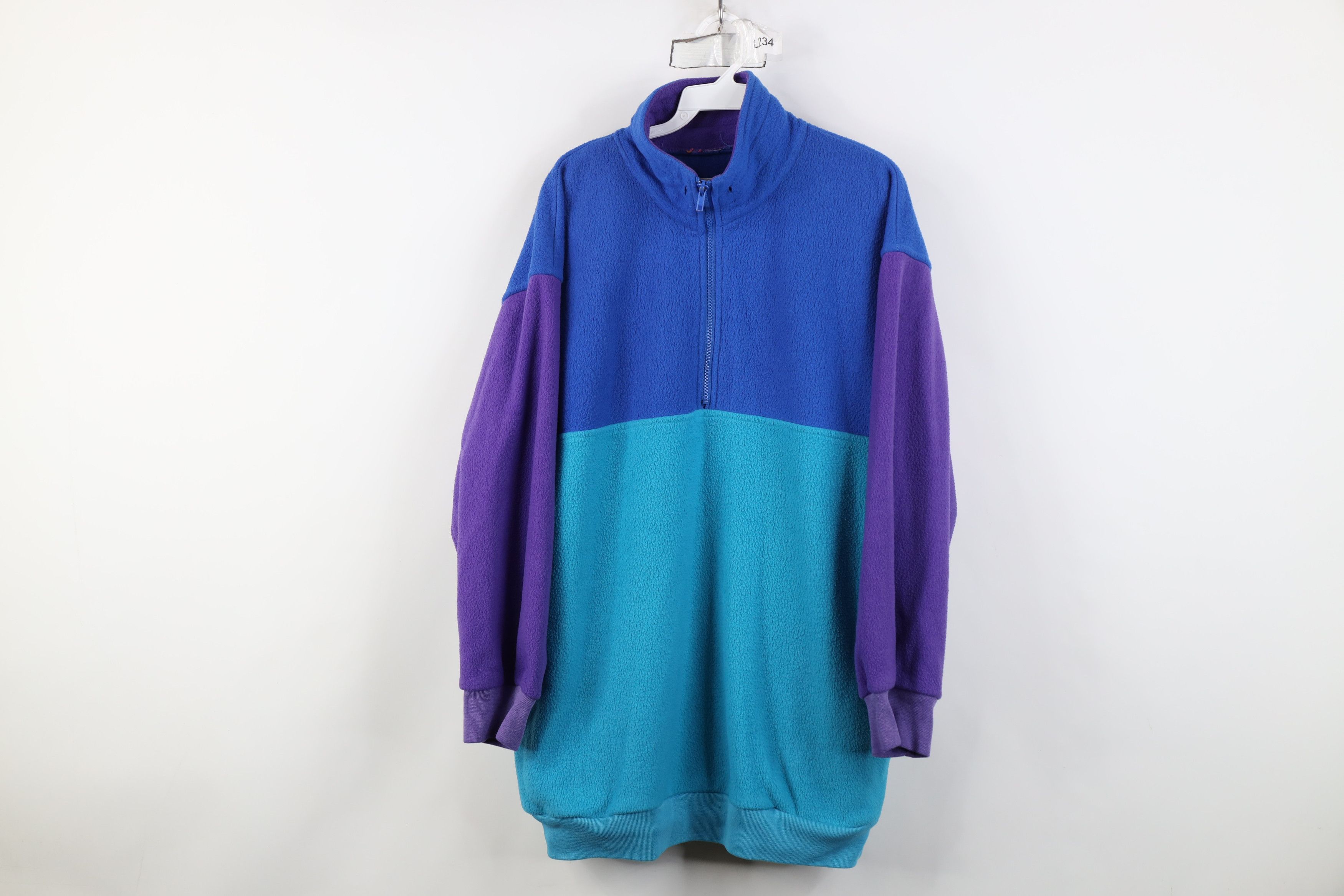 Vintage Vintage 90s Streetwear Block Fleece 1/4 Half Zip Sweater Size XXL / US 16-18 / IT 52-54 - 1 Thumbnail