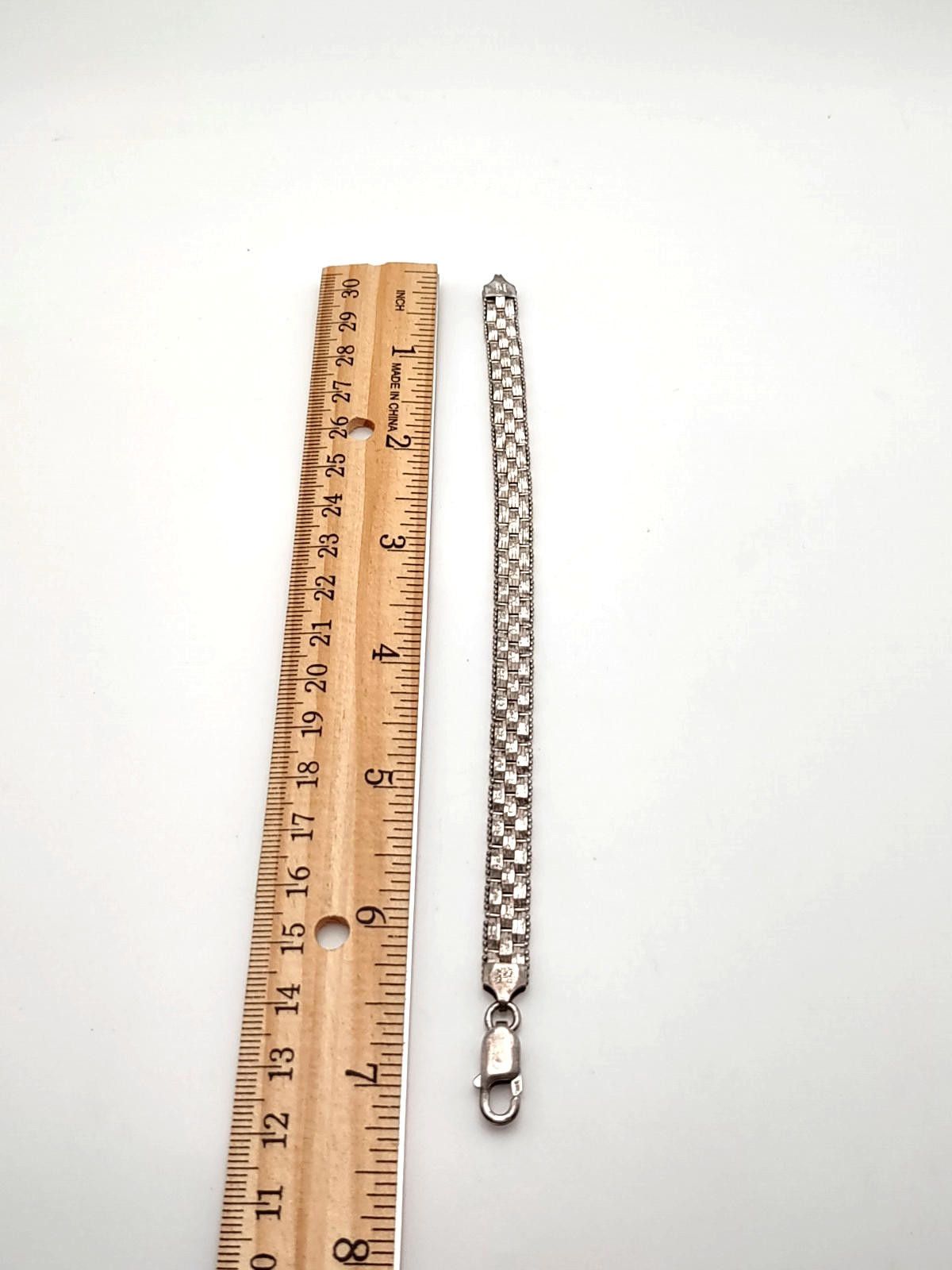 Chalk Line Men’s Italian Sterling Silver Bracelet 925 Woven Link Size ONE SIZE - 4 Thumbnail