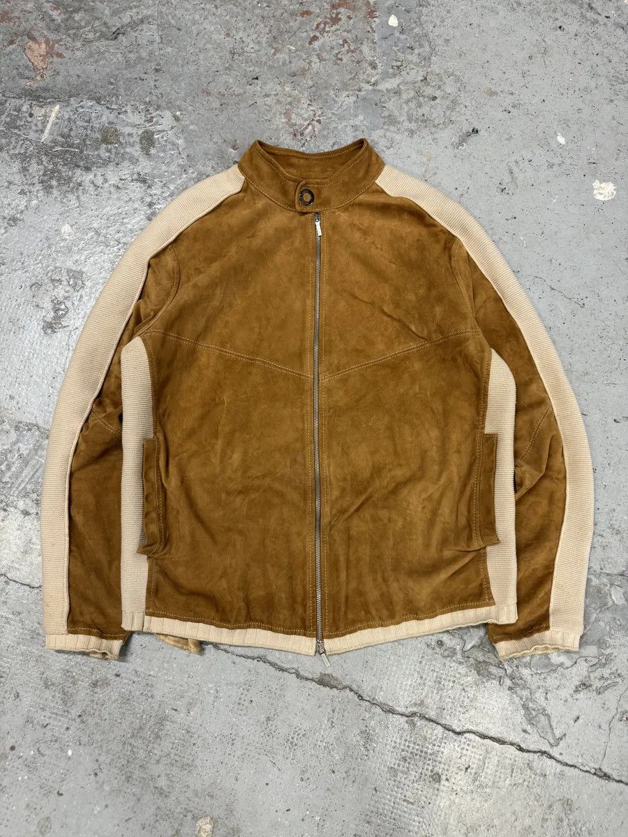 Versace Versace Hybrown Camel Leather & Cotton Zip-up Biker Jacket Size US M / EU 48-50 / 2 - 5 Thumbnail