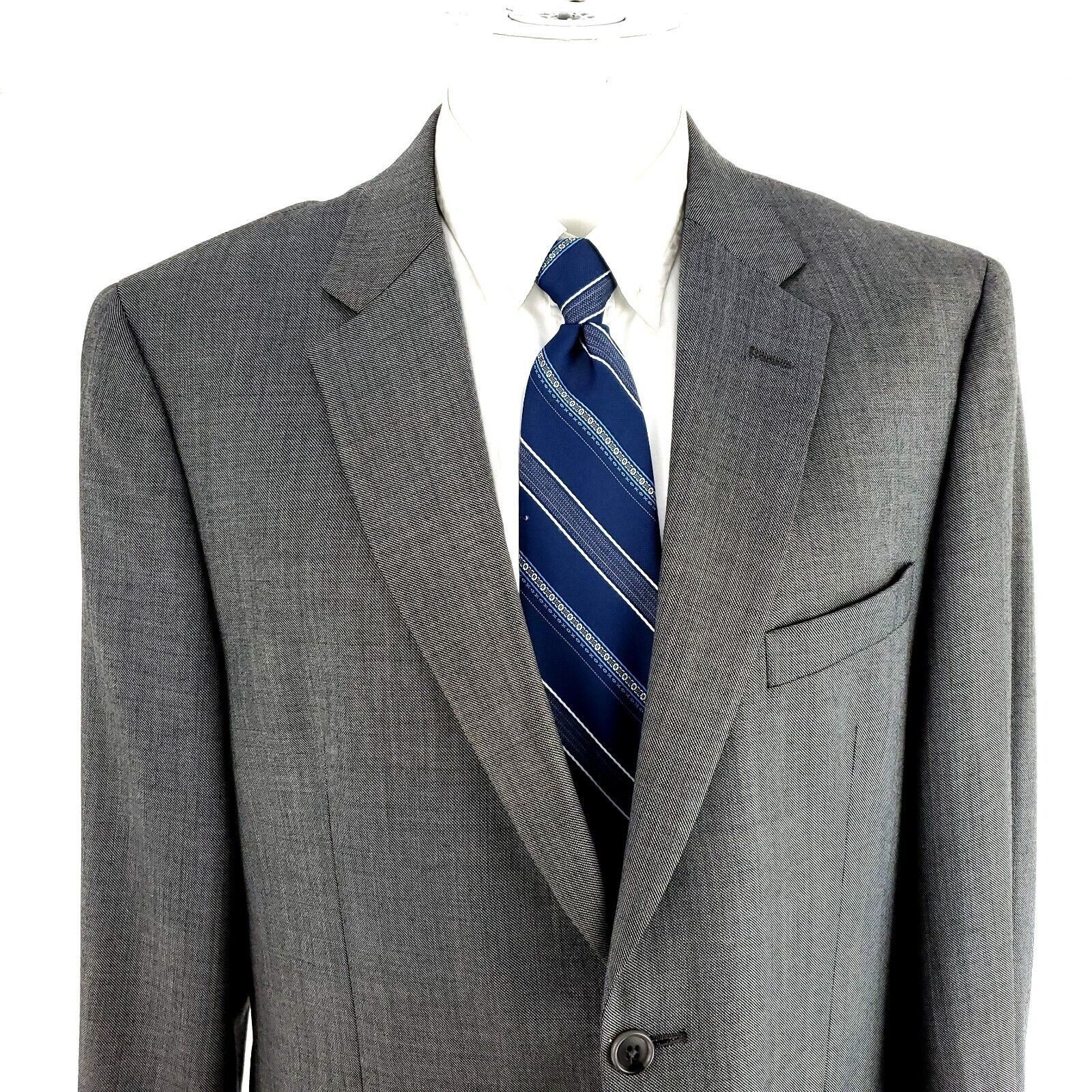 Joseph & Feiss Joseph & Feiss Gold Wool 2 Button Blazer 42R Gray Sharkskin Size 42R - 1 Thumbnail