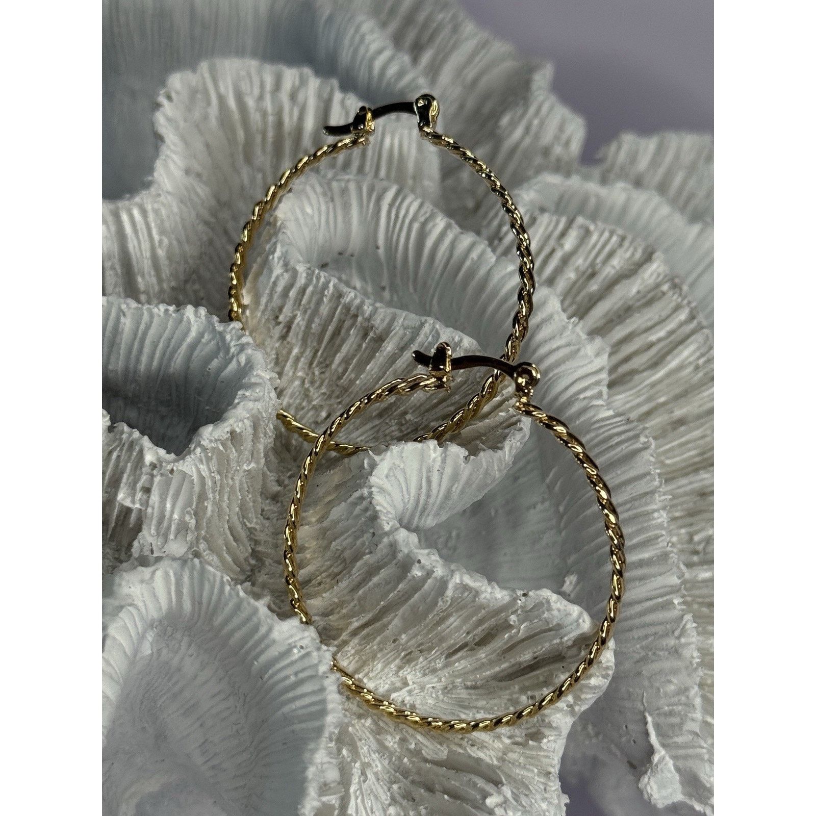 Jewelry ELEGANT HOOP GOLD PLATED EARRINGS LENGTH 1.50 INCH Size ONE SIZE - 2 Thumbnail
