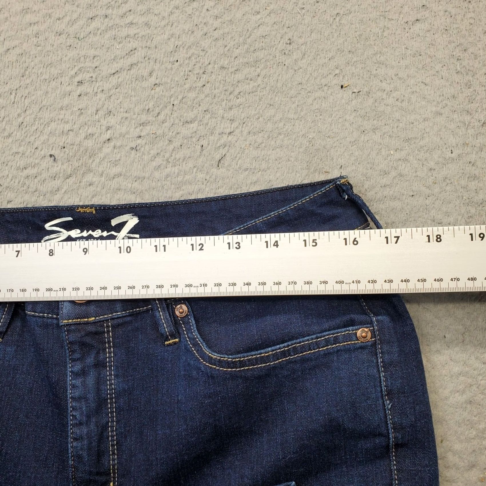 Vintage Seven7 Jeans Womens 12 Blue Denim Stretch Regular Skinny Leg Medium Wash Jeans Size 34" / US 12 / IT 48 - 6 Thumbnail