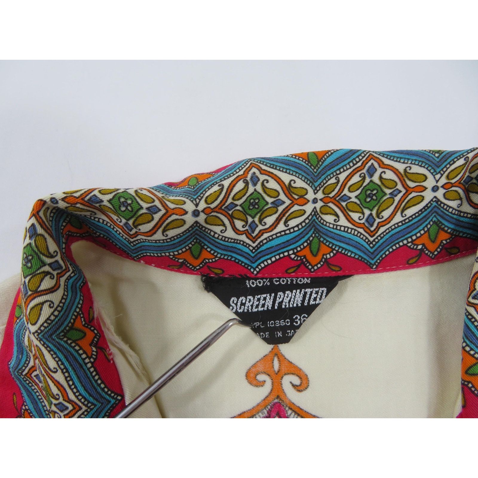 Other Paisley Screen Printed Blouse Shirt Beige Sz 36 60s/70s Size M / US 6-8 / IT 42-44 - 3 Thumbnail