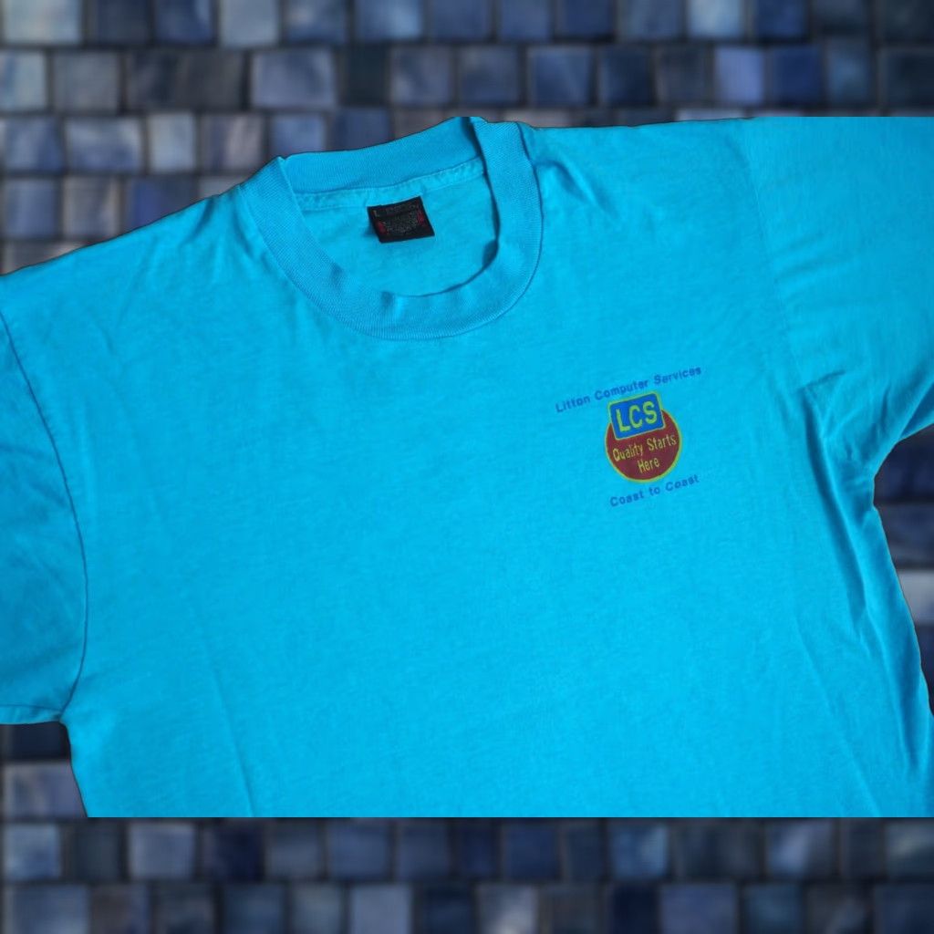 Vintage VTG Screen Stars LCS Computer Tour Tech Promo USA Black Tee Shirt L Mens Graphic Tee 80s 90s Blue Size US L / EU 52-54 / 3 - 1 Thumbnail