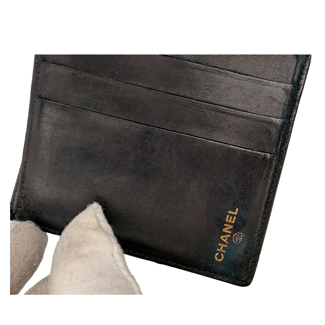 Chanel CHANEL CC Logo Grained Calfskin Bifold Men's Wallet Black Size ONE SIZE - 4 Thumbnail
