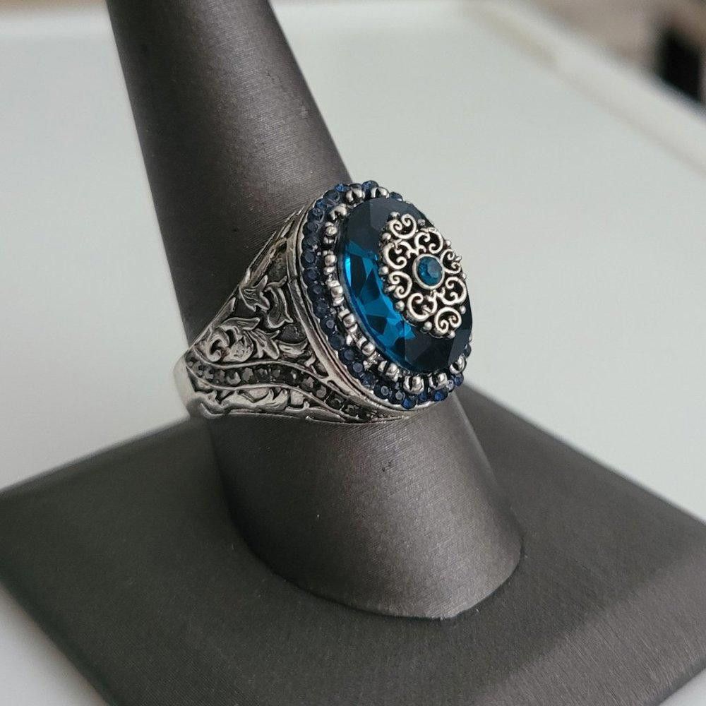 Other Men's Blue Ancient Middle East Arabic Silver Ring - Size 8 Size ONE SIZE - 5 Thumbnail