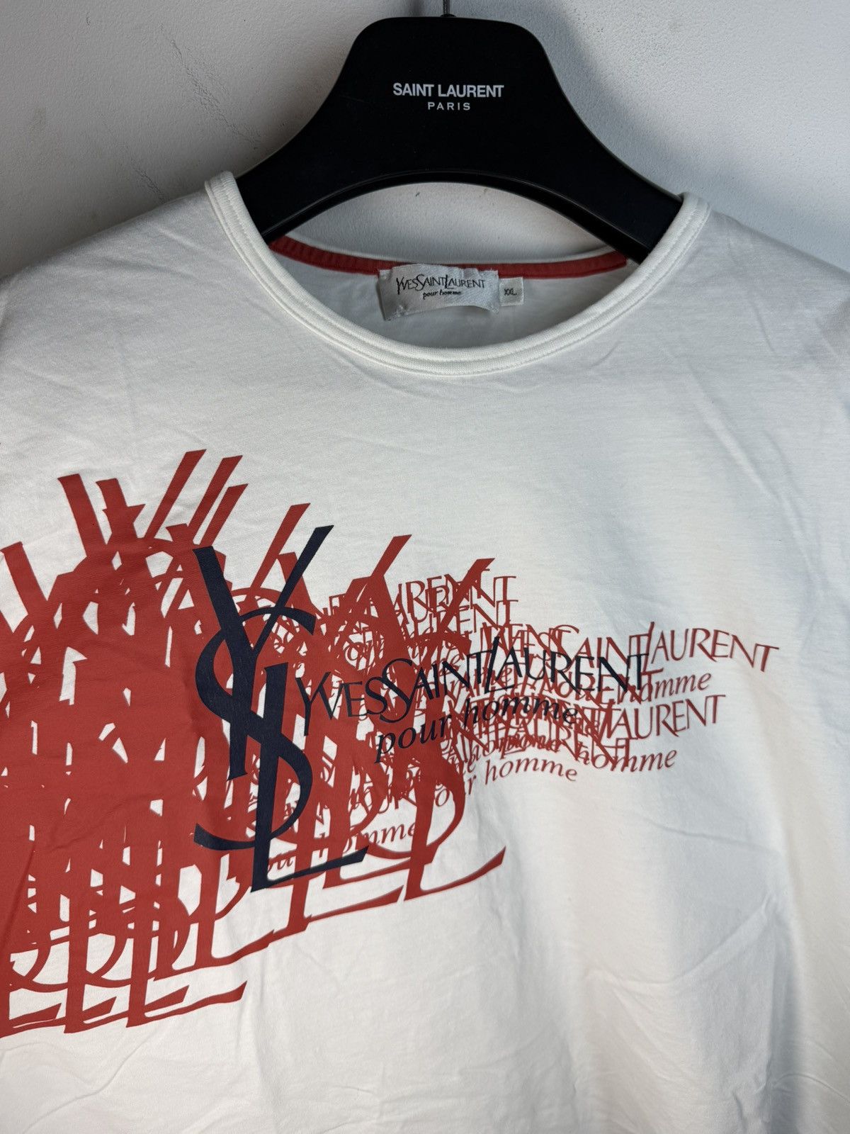 Yves Saint Laurent White YSL T-shirt Big Logo Size US XL / EU 56 / 4 - 12 Thumbnail