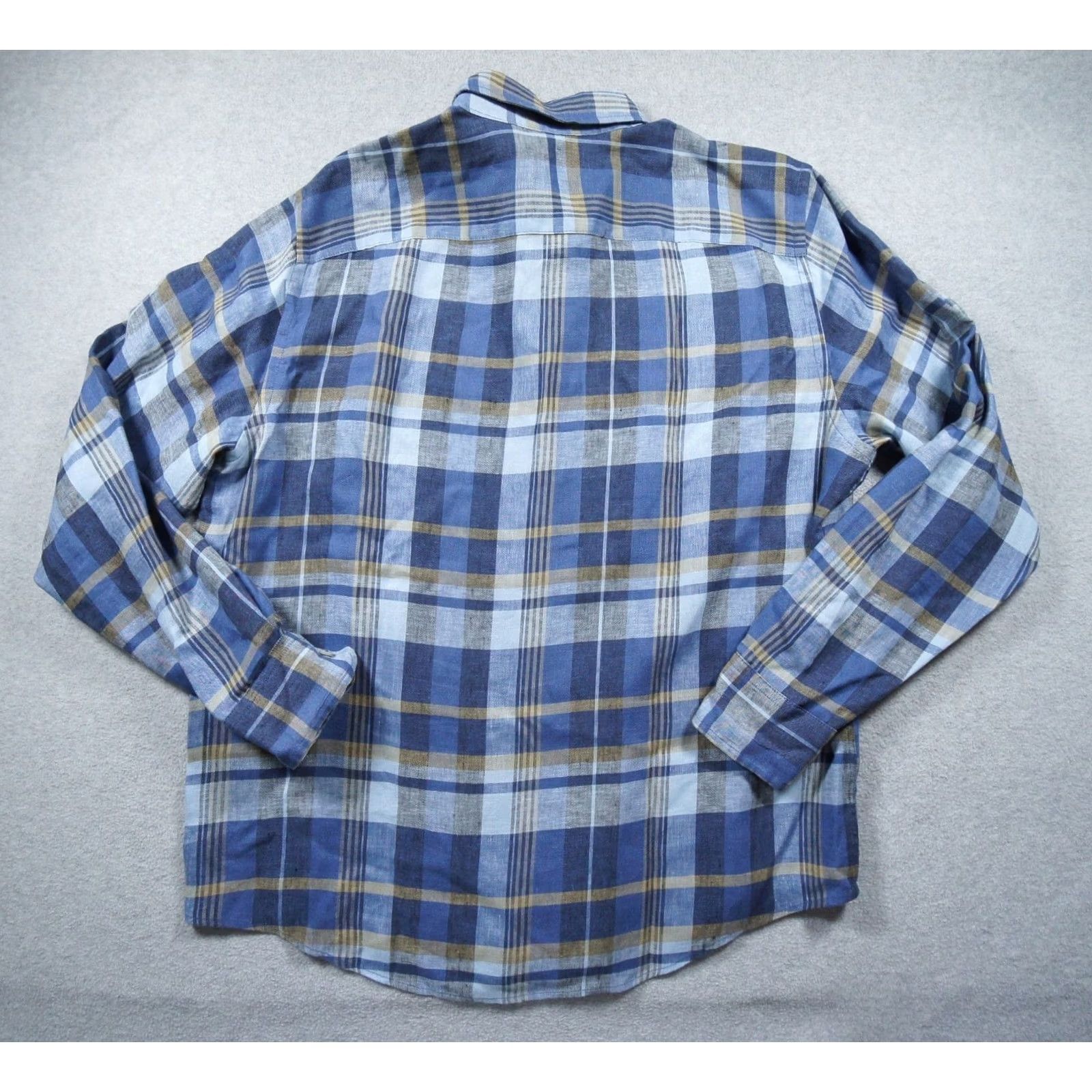 UNTUCKit UNTUCKit Shirt Mens Large Blue Button Down Long Sleeve Linen Plaid Work Business Size US L / EU 52-54 / 3 - 6 Thumbnail