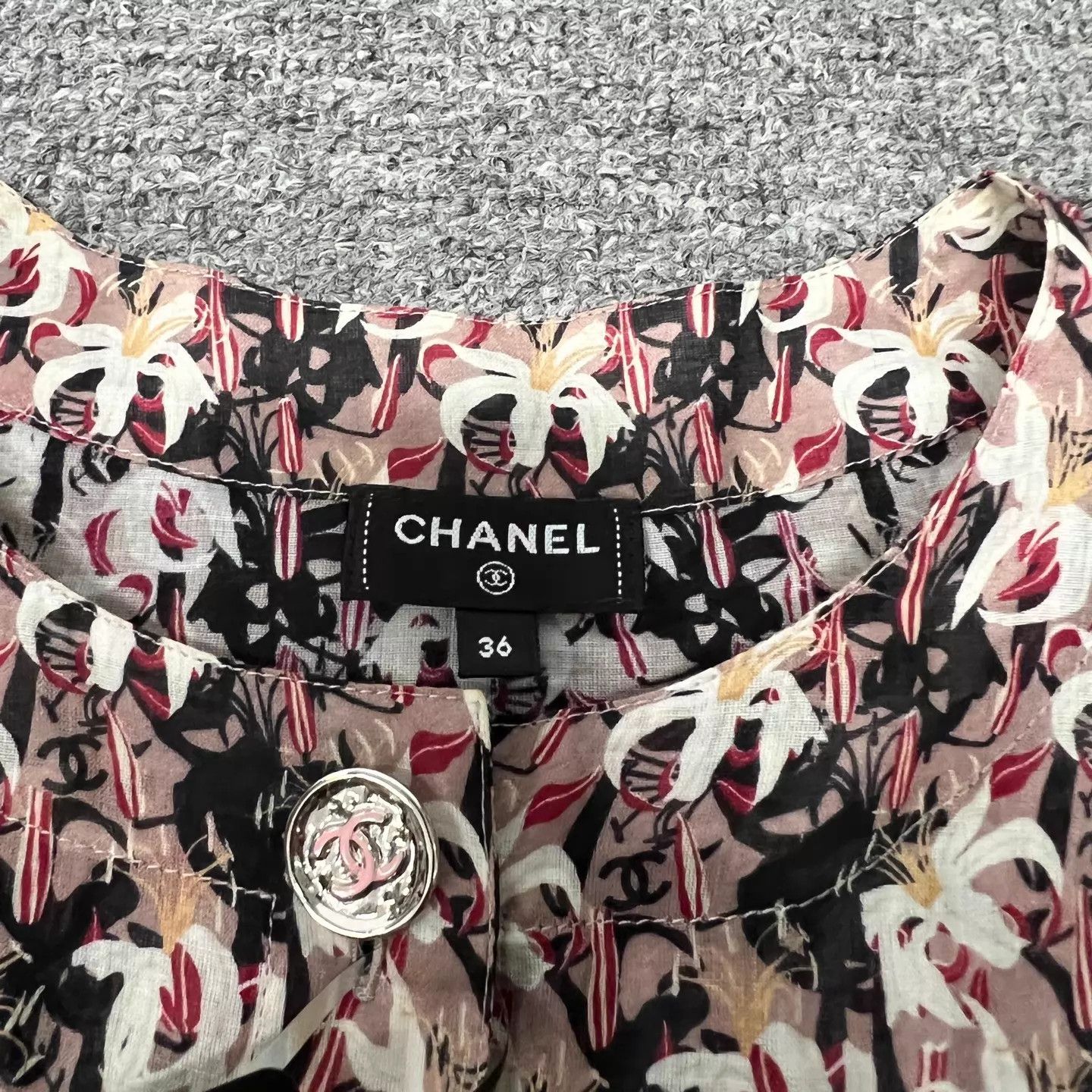 Chanel Chanel Pink All Over Floral Print Shirt 36 Mint Size XS / US 0-2 / IT 36-38 - 6 Thumbnail