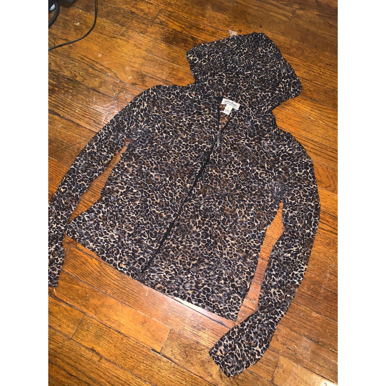 Other × Vintage Y2K Leopard Print Mesh Zip Hoodie Womens Large Sheer Size L / US 10 / IT 46 - 6 Thumbnail