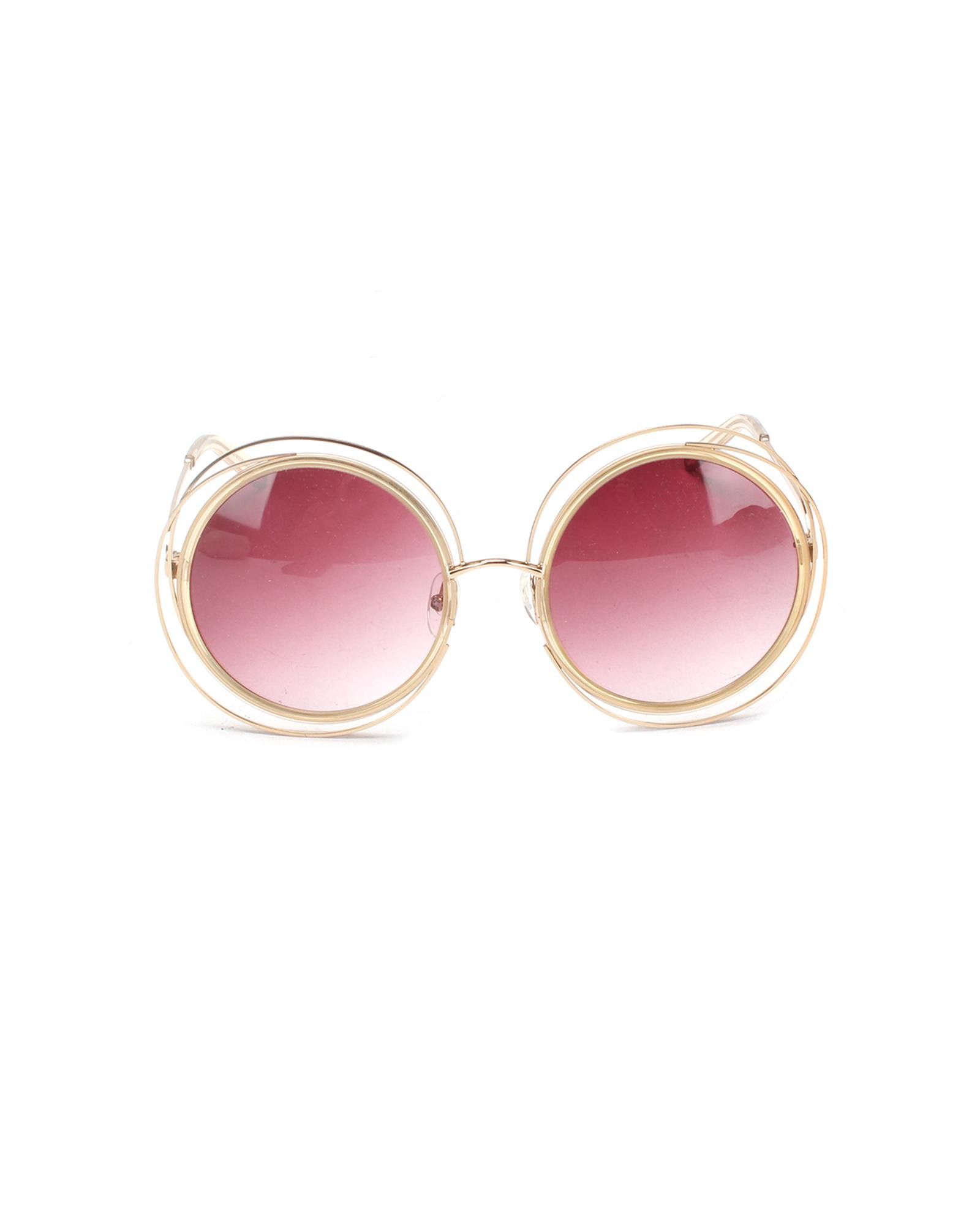 image of Chloe Round Tinted Sunglasses With Light Scratches in Red, Women's