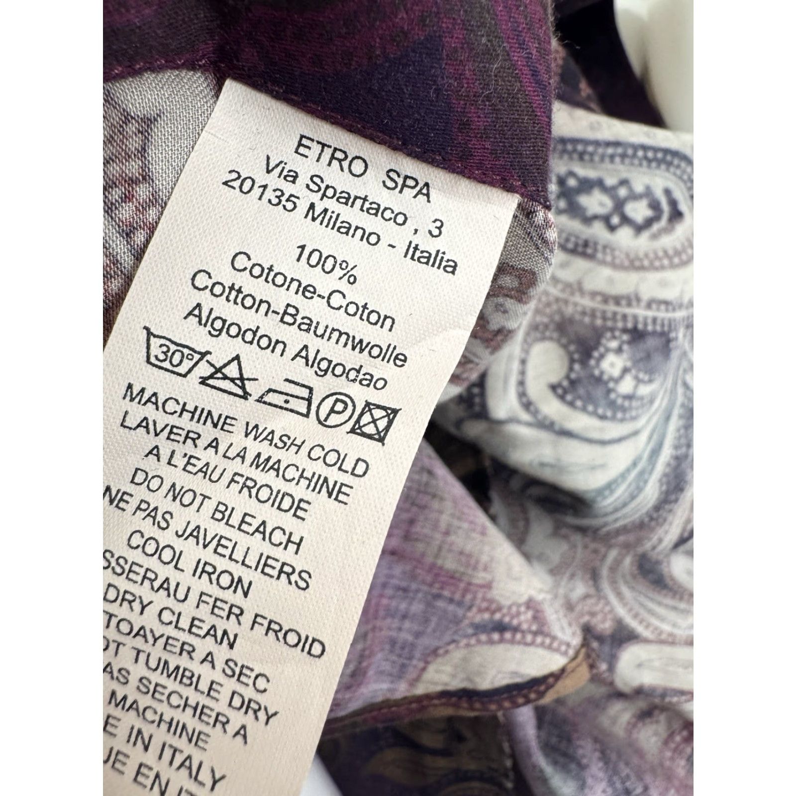 Etro ETRO Italy - Paisley Shirt Mens 41 Button-Up Long Sleeve 32.5" L 22" Pit Multicolor 19" Shoulder 32.5" Length Mens Shirt Size US L / EU 52-54 / 3 - 5 Thumbnail