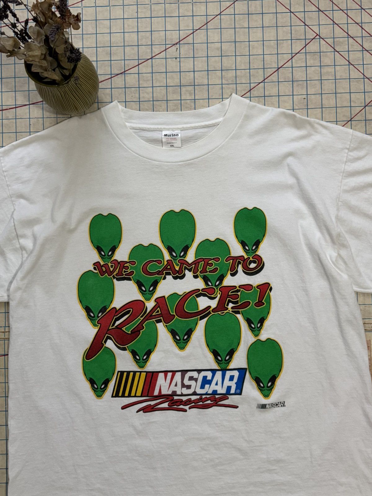 NASCAR × Vintage Vintage NASCAR Aliens We Came To Race Graphic Tee XXL White Size US XXL / EU 58 / 5 - 3 Thumbnail