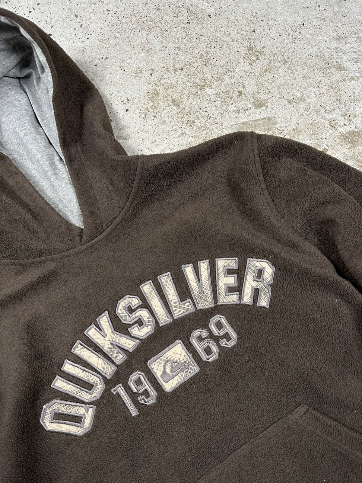 Quiksilver × Vintage Vintage Y2K Quiksilver Brown Fleece Sherpa Hoodie Big Logo Size US L / EU 52-54 / 3 - 8 Thumbnail