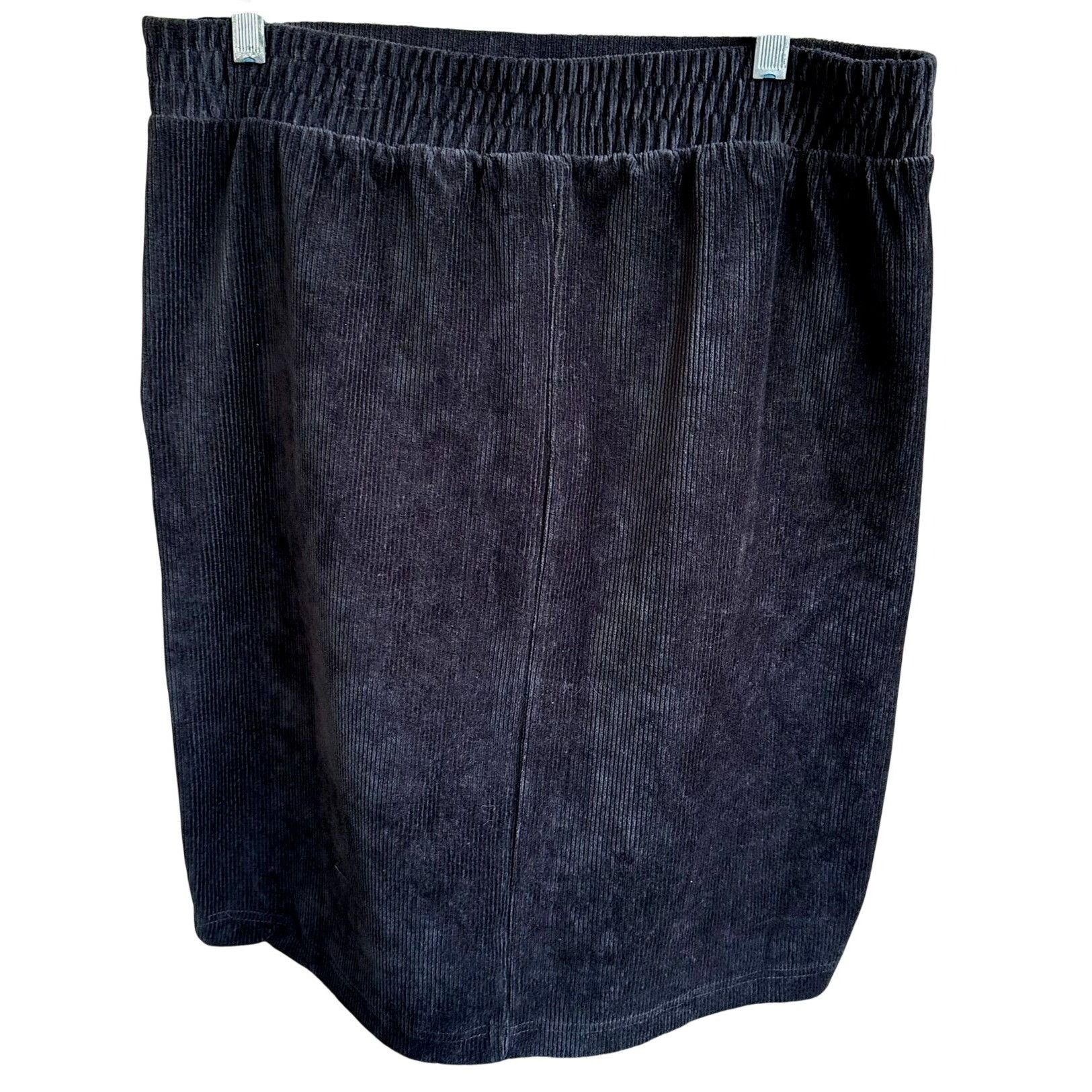Lands' End Lands End Black Corduroy Skirt Medium 10-12 Elastic Stretch Size 33" - 8 Thumbnail
