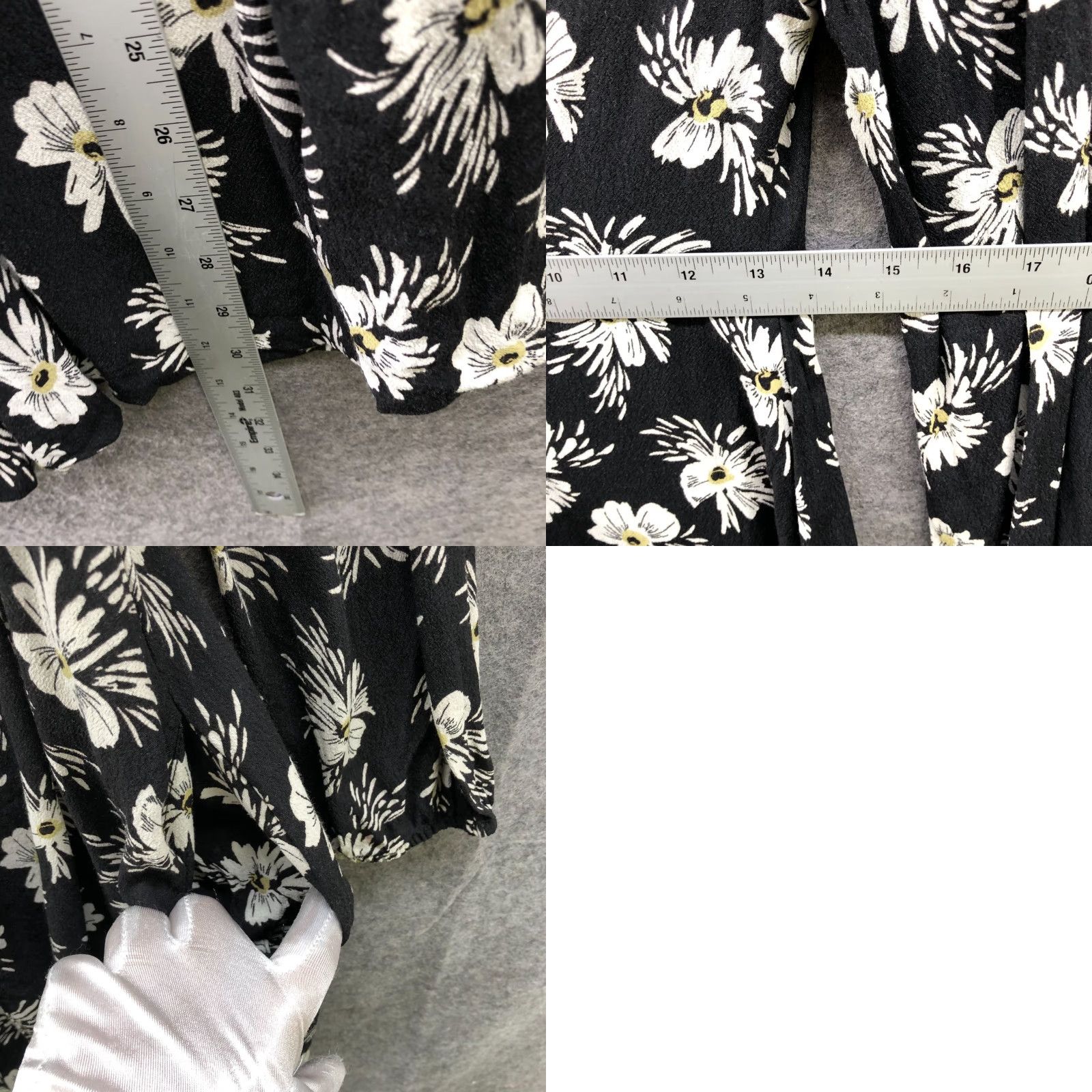 Zara Zara Romper Womens XS Black Floral Daisy V-Neck Pockets Long Sleeve Rayon Size XS / US 0-2 / IT 36-38 - 8 Thumbnail