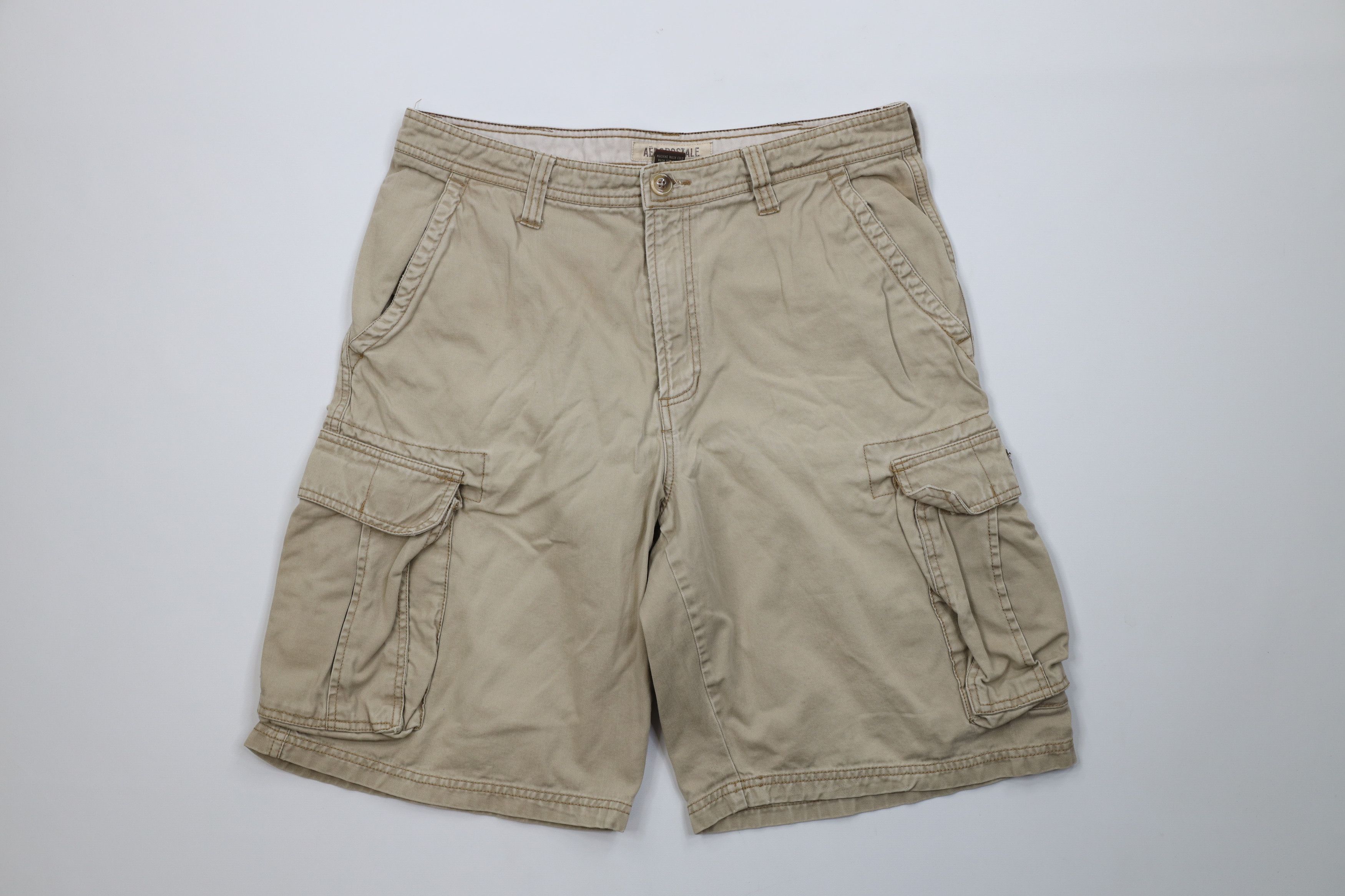 Aeropostale Vintage Aeropostale Heavyweight Cargo Shorts Beige Cotton Size US 33 - 1 Thumbnail