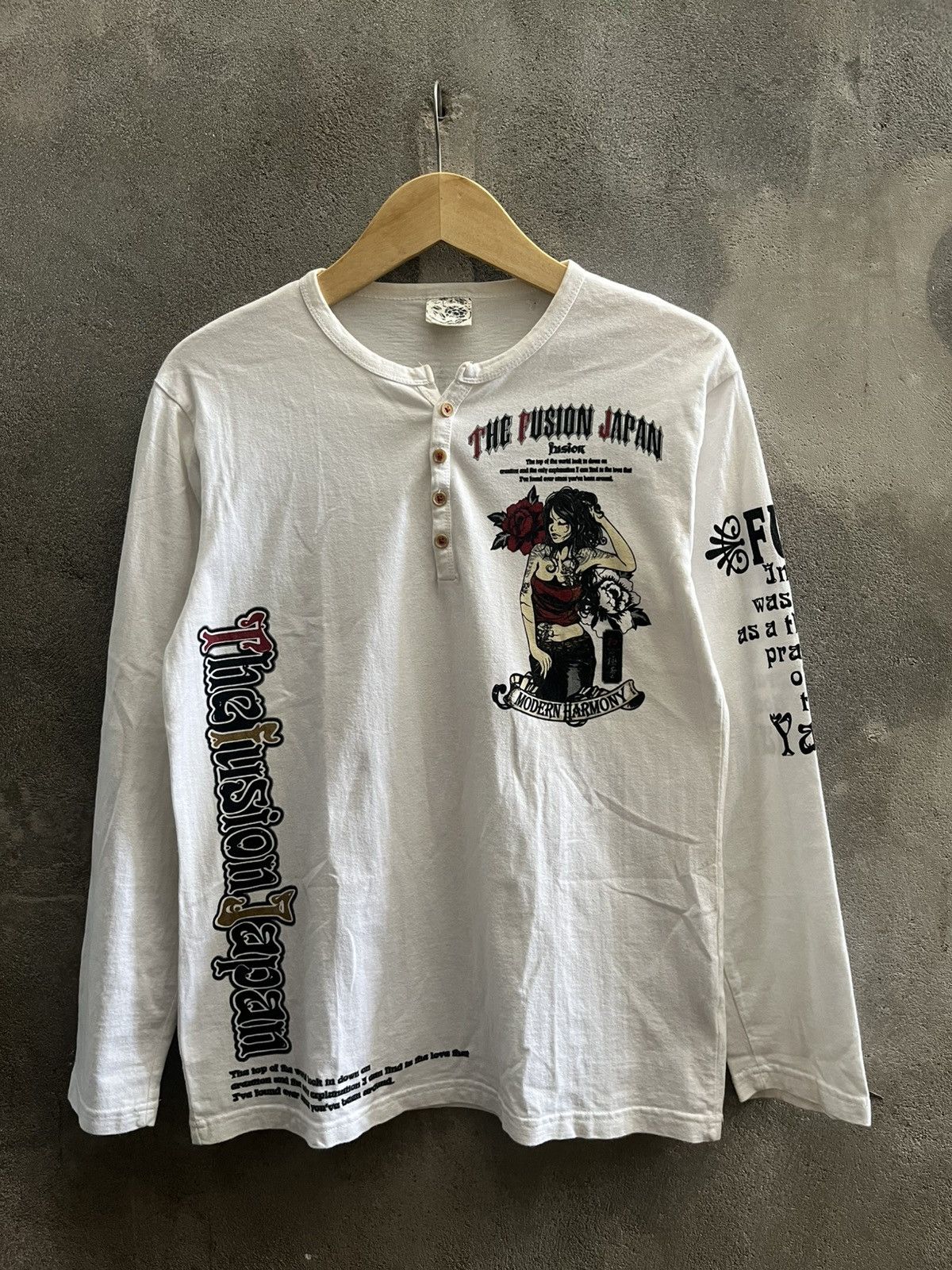 If Six Was Nine The Fusion JapanHenley Long Sleeve Graphic Tee – Y2K Vintage Size US L / EU 52-54 / 3 - 1 Thumbnail