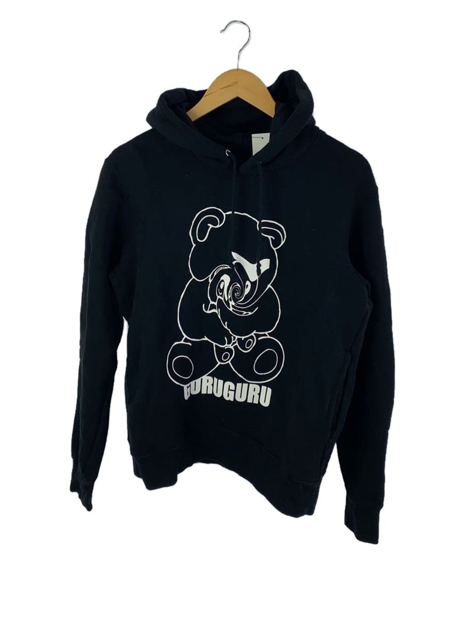 Hooded Cotton Pullover Bear Printed Black