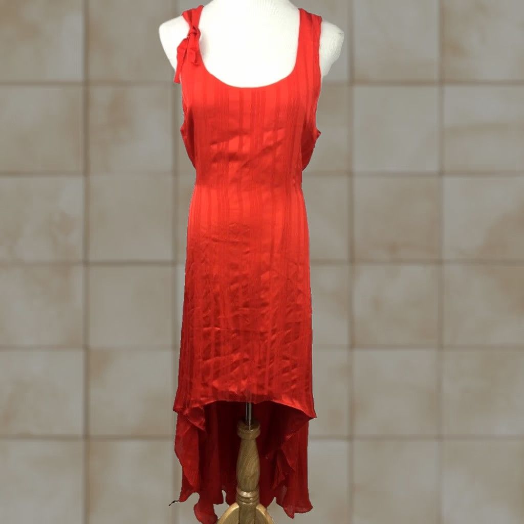 Vintage VINTAGE SPIEGEL Red Dress SHEATH Waterfall Striped 16 NWT Knee-Length Sleeveless Halter Blouson Dressy Womens Mens? Size XXL / US 16-18 / IT 52-54 - 1 Thumbnail