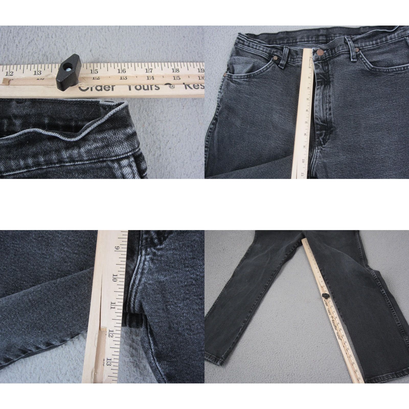 Wrangler Wrangler Jeans Slim Straight Denim 36x30 Black 5-Pocket stretch Cowboy Mens Regular Gear & Logo Zipper Denim Wash Dark Vintage: No Size US 36 / EU 52 - 8 Thumbnail